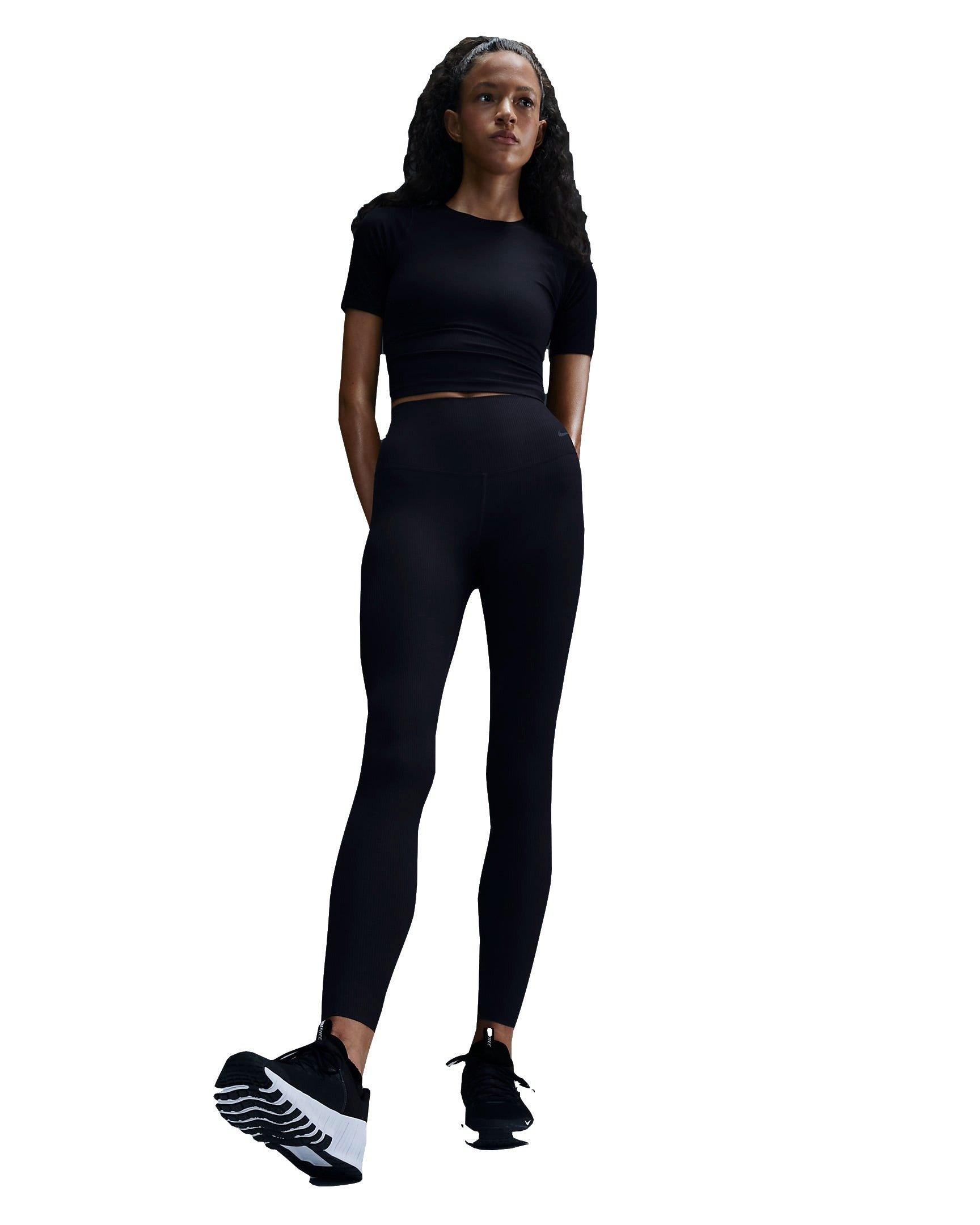 Nike Women's Zenvy Rib Gentle-Support High-Waisted 7/8 Leggings - BLACK Thumbnail View 5