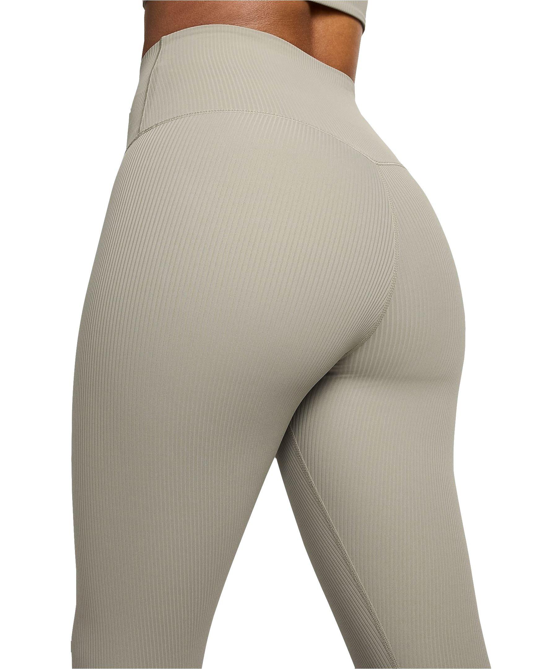 Nike Women's Zenvy Rib Gentle-Support High-Waisted 7/8 Leggings - GREEN Thumbnail View 5