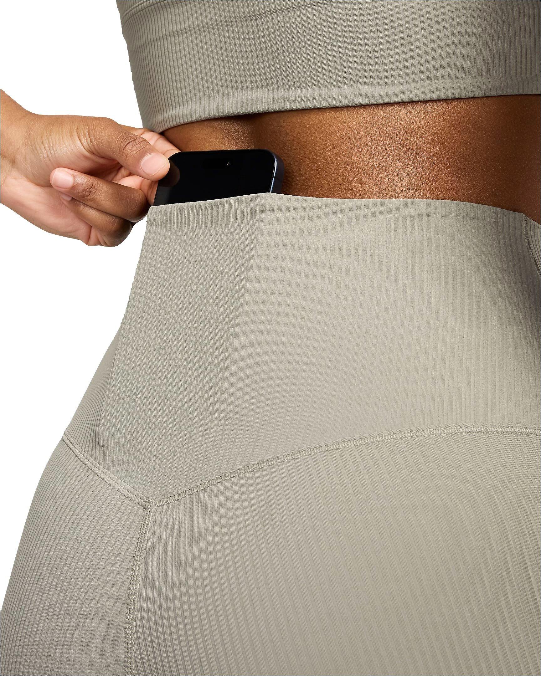 Nike Women's Zenvy Rib Gentle-Support High-Waisted 7/8 Leggings - GREEN Thumbnail View 6