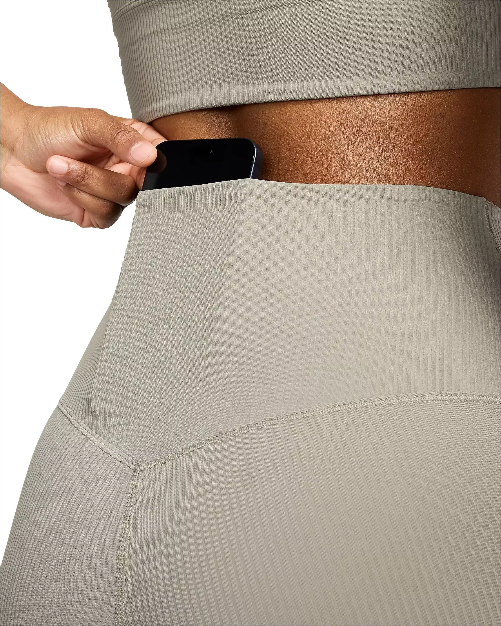 Nike Women's Zenvy Rib Gentle-Support High-Waisted 7/8 Leggings - GREEN