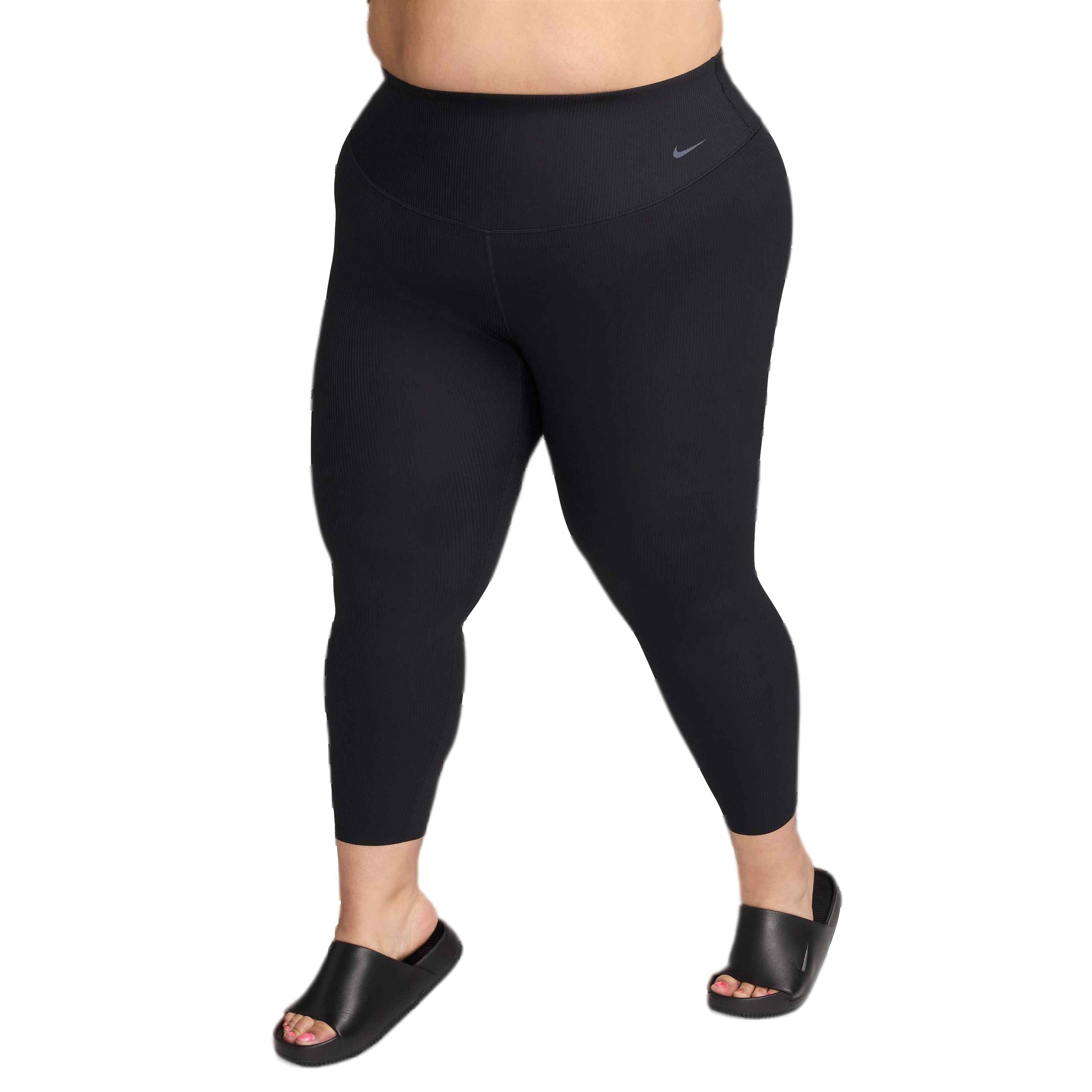 Nike Women's Zenvy Rib High-Waisted Gentle-Support 7/8 Leggings - Black - BLACK Thumbnail View 1