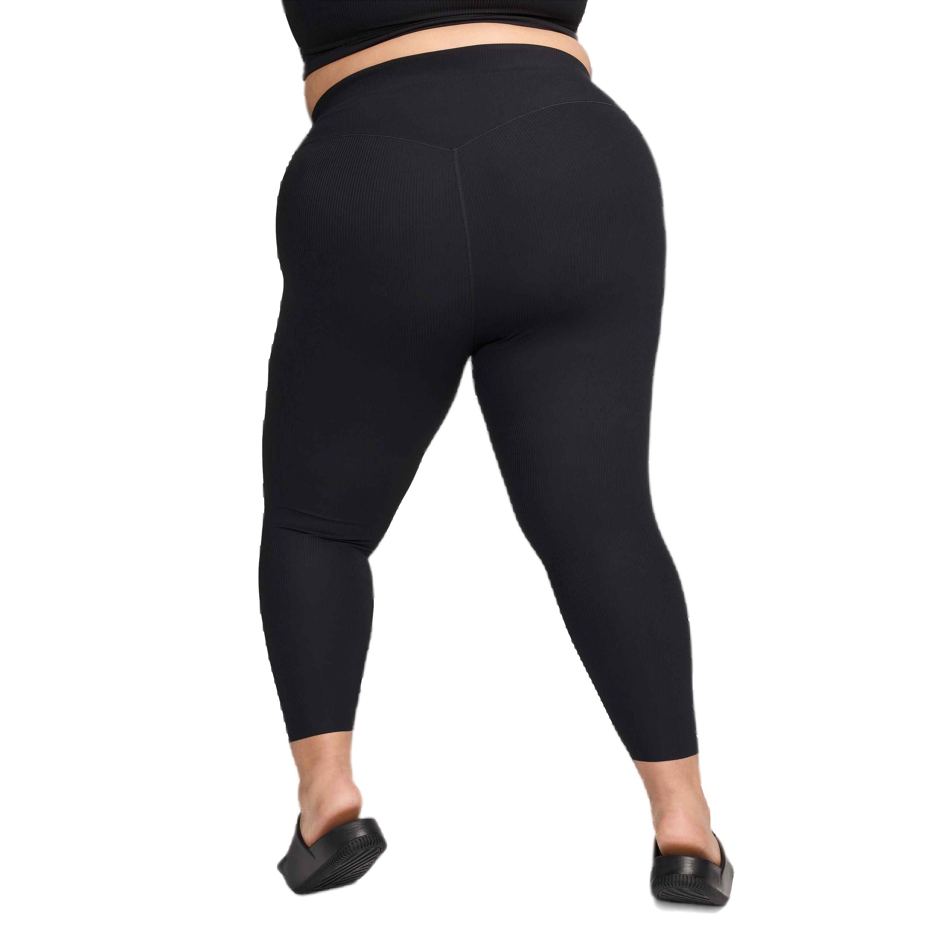 Nike Women's Zenvy Rib High-Waisted Gentle-Support 7/8 Leggings - Black - BLACK Thumbnail View 2