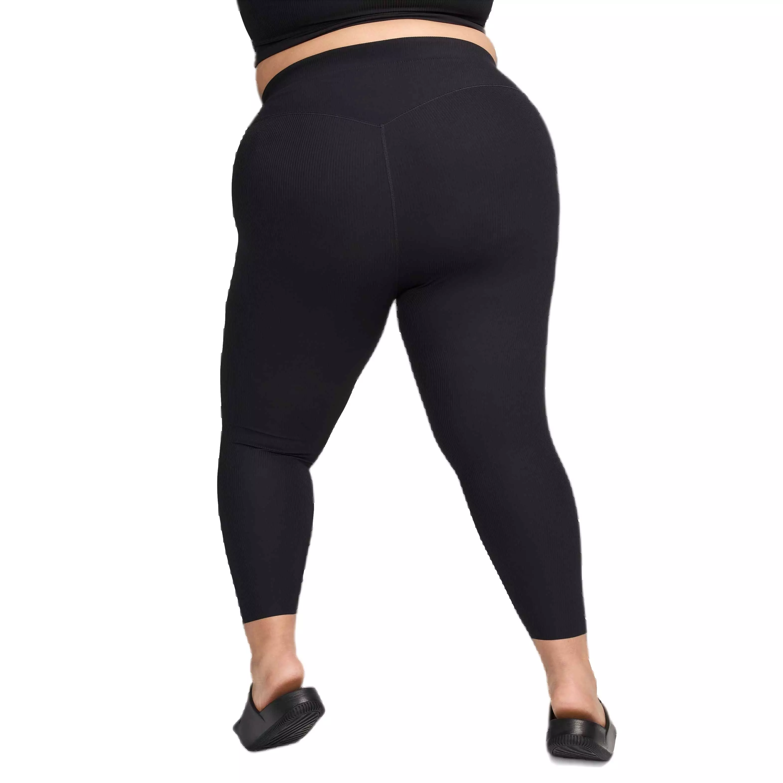 Nike Women's Zenvy Rib High-Waisted Gentle-Support 7/8 Leggings - Black - BLACK