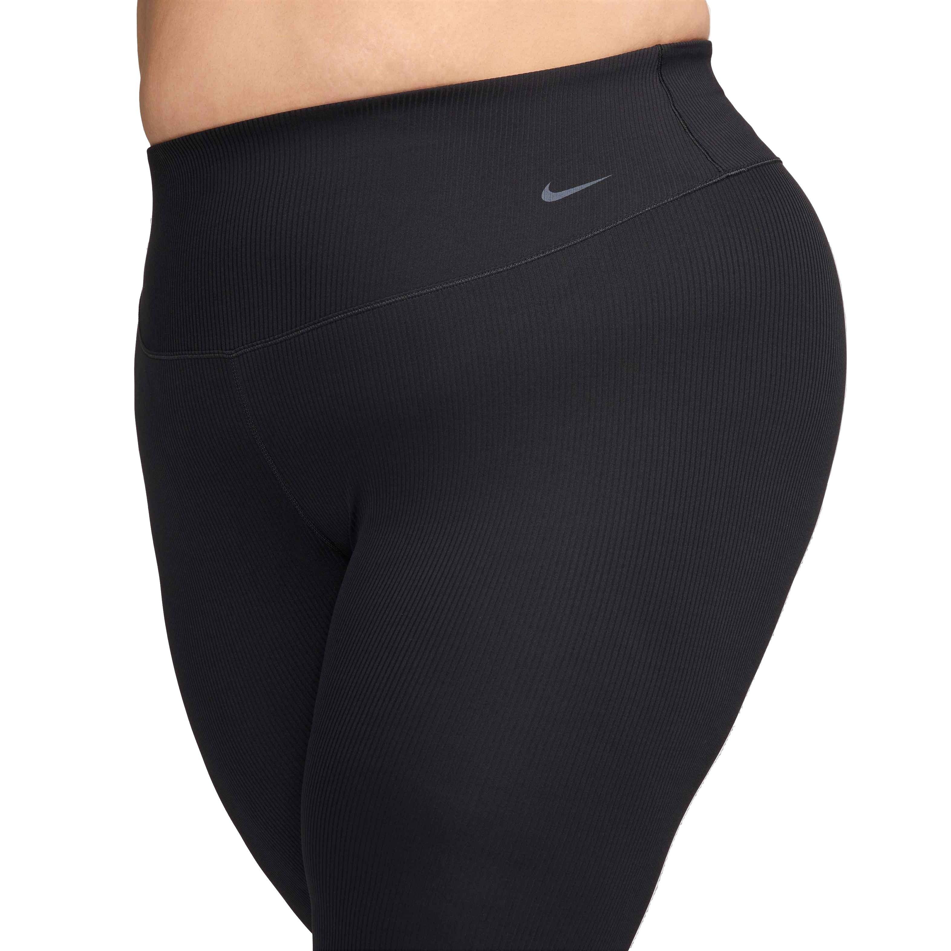 Nike Women's Zenvy Rib High-Waisted Gentle-Support 7/8 Leggings -Black - BLACK Thumbnail View 3