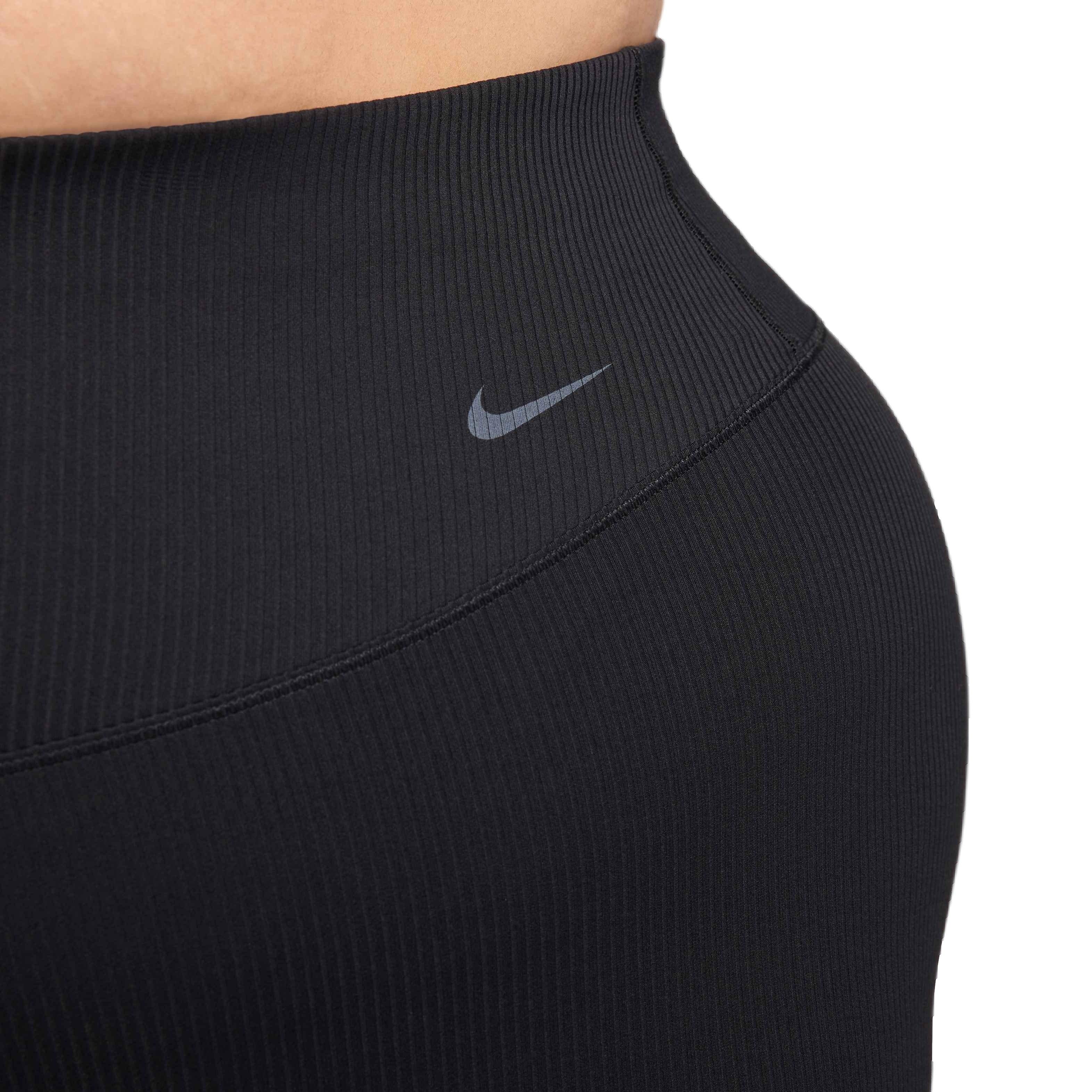 Nike Women's Zenvy Rib High-Waisted Gentle-Support 7/8 Leggings - Black - BLACK Thumbnail View 4