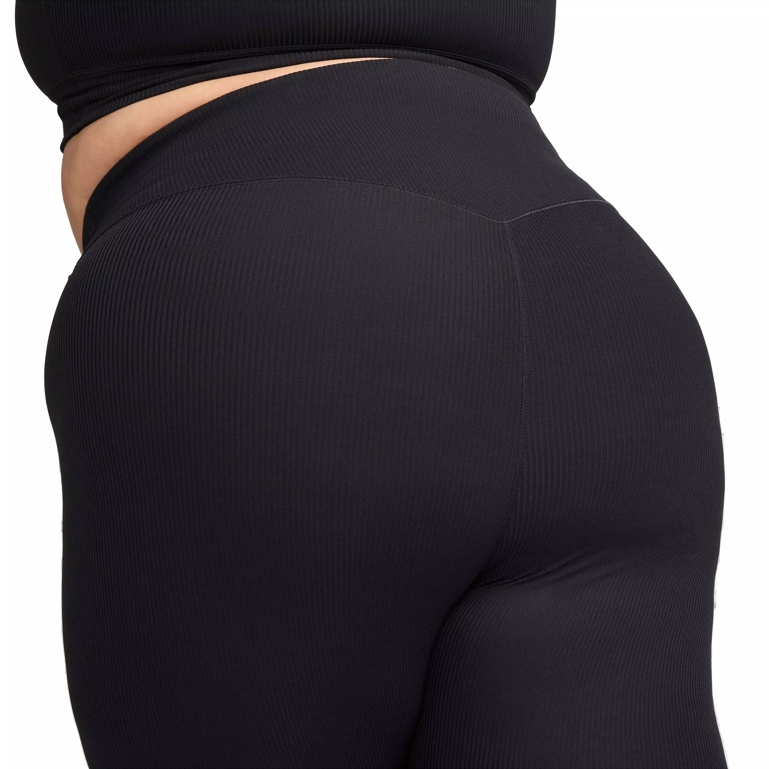 Nike Women's Zenvy Rib High-Waisted Gentle-Support 7/8 Leggings -Black - BLACK