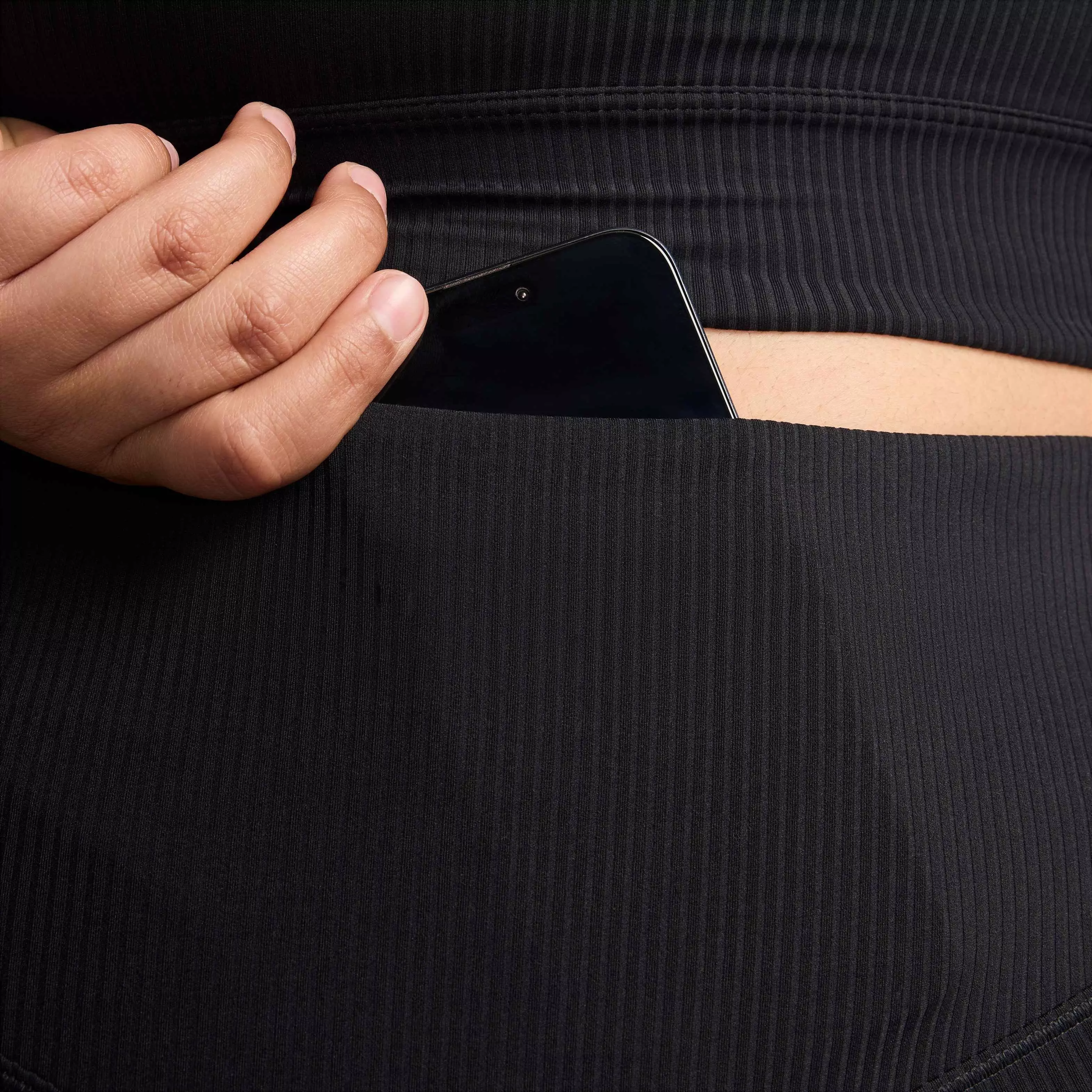 Nike Women's Zenvy Rib High-Waisted Gentle-Support 7/8 Leggings - Black - BLACK