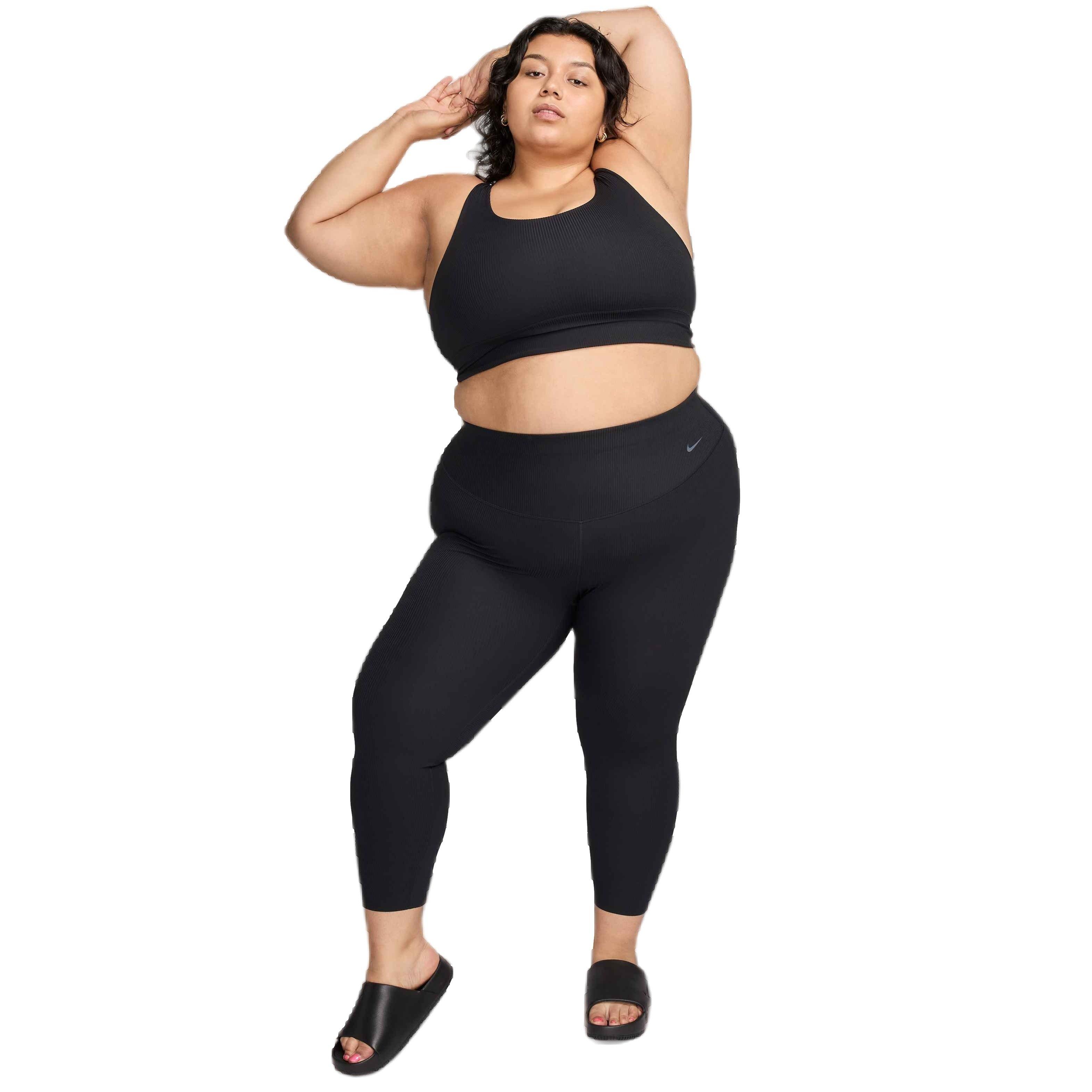 Nike Women's Zenvy Rib High-Waisted Gentle-Support 7/8 Leggings -Black - BLACK Thumbnail View 7