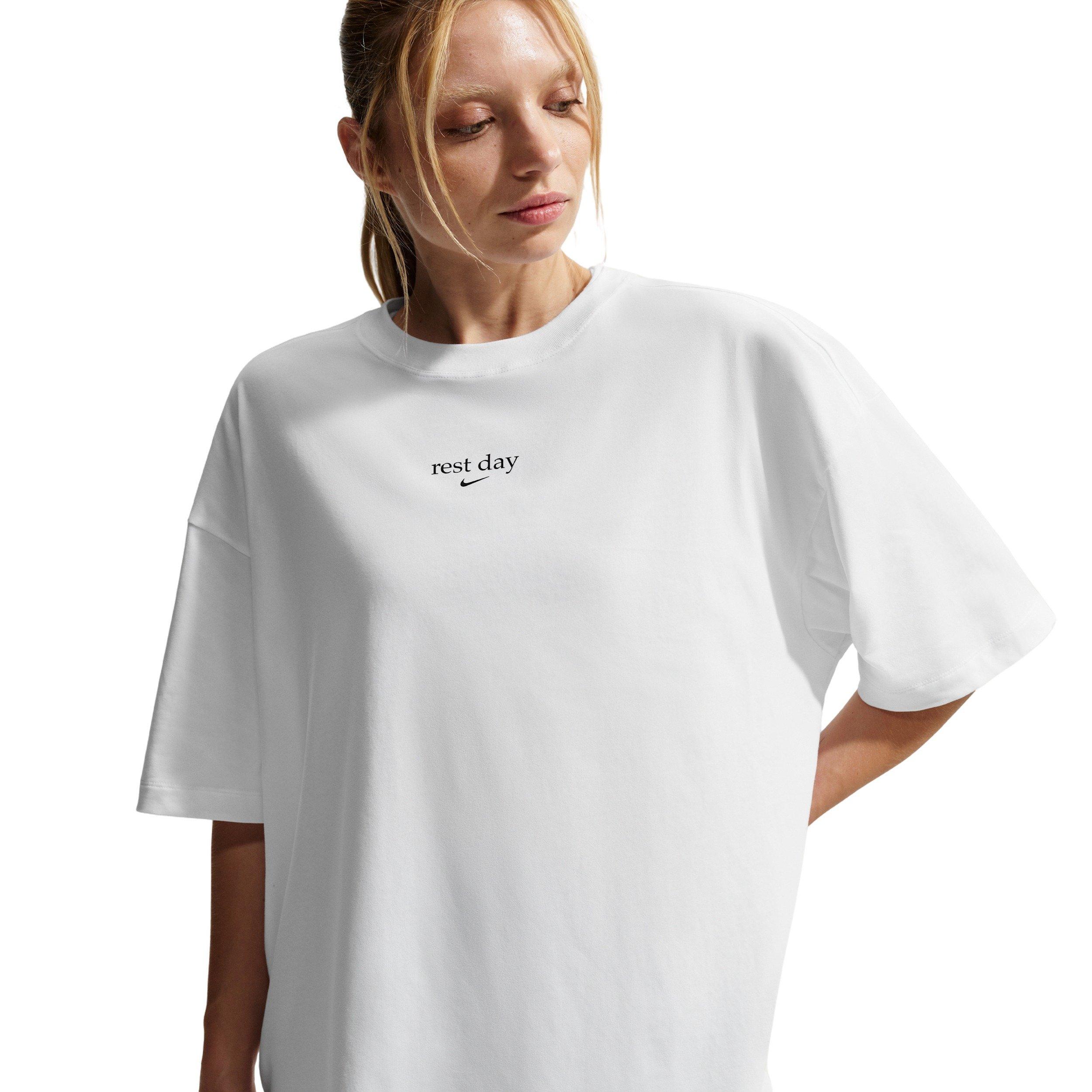 Nike Women's Oversized Fri-FIT Short-Sleeve T-Shirt -White - WHITE Thumbnail View 1