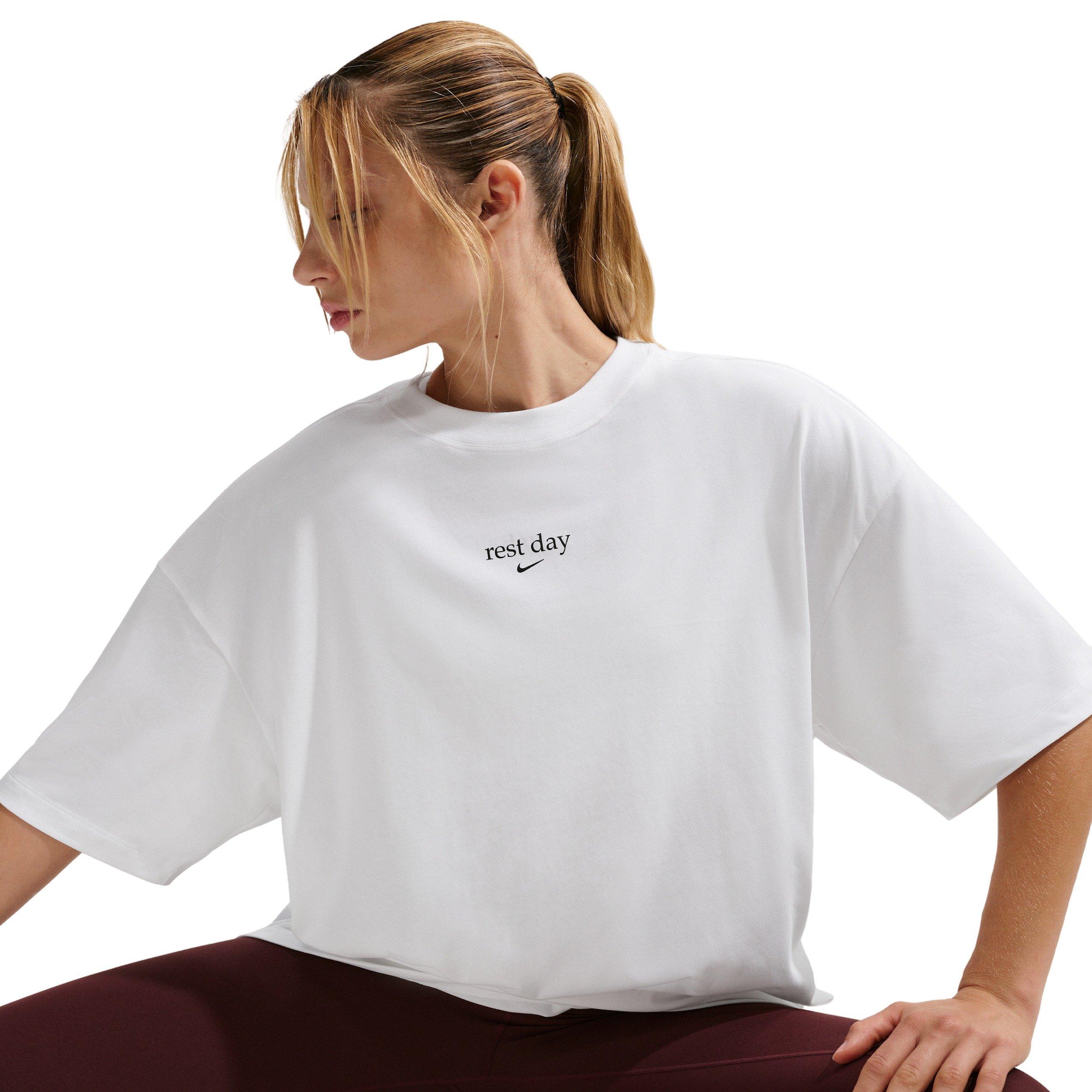 Nike Women's Oversized Fri-FIT Short-Sleeve T-Shirt -White - WHITE Thumbnail View 3