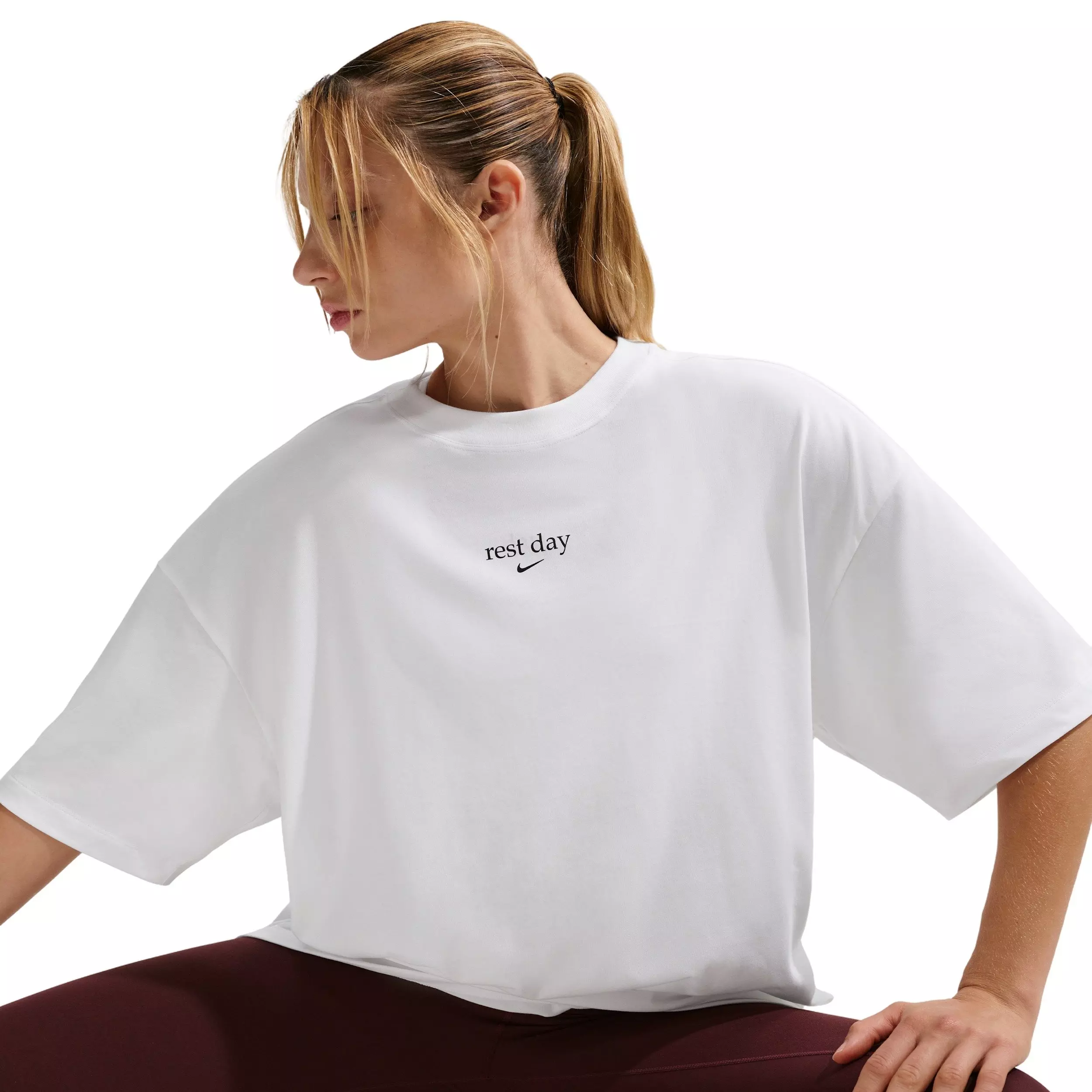 Nike Women's Oversized Fri-FIT Short-Sleeve T-Shirt -White - WHITE