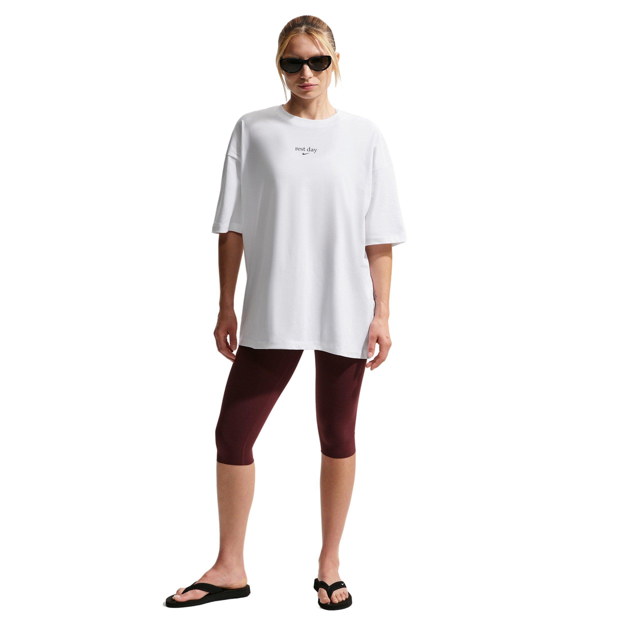 Nike Women's Oversized Fri-FIT Short-Sleeve T-Shirt -White - WHITE Thumbnail View 4