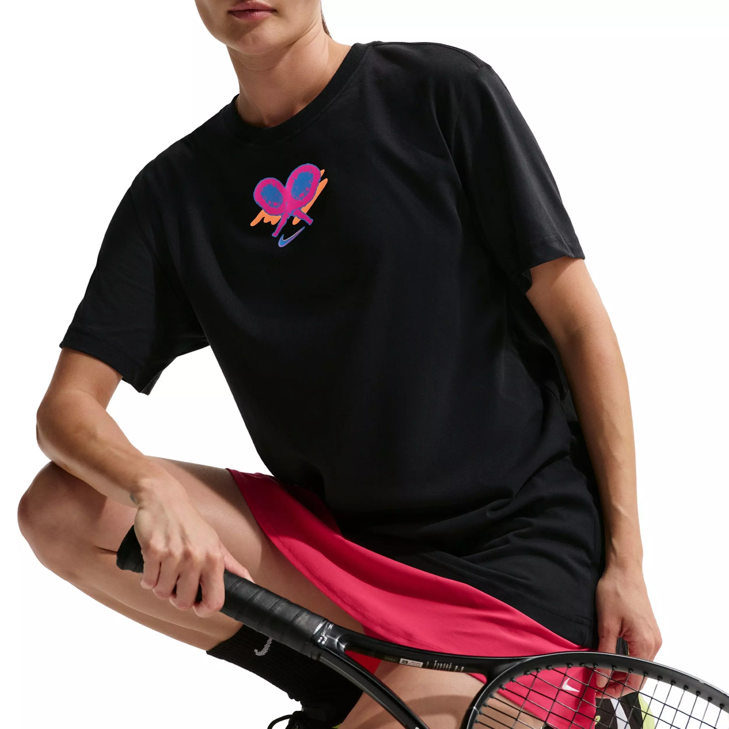 Nike Women's Slam Dri-FIT Tennis T-Shirt -Black - BLACK