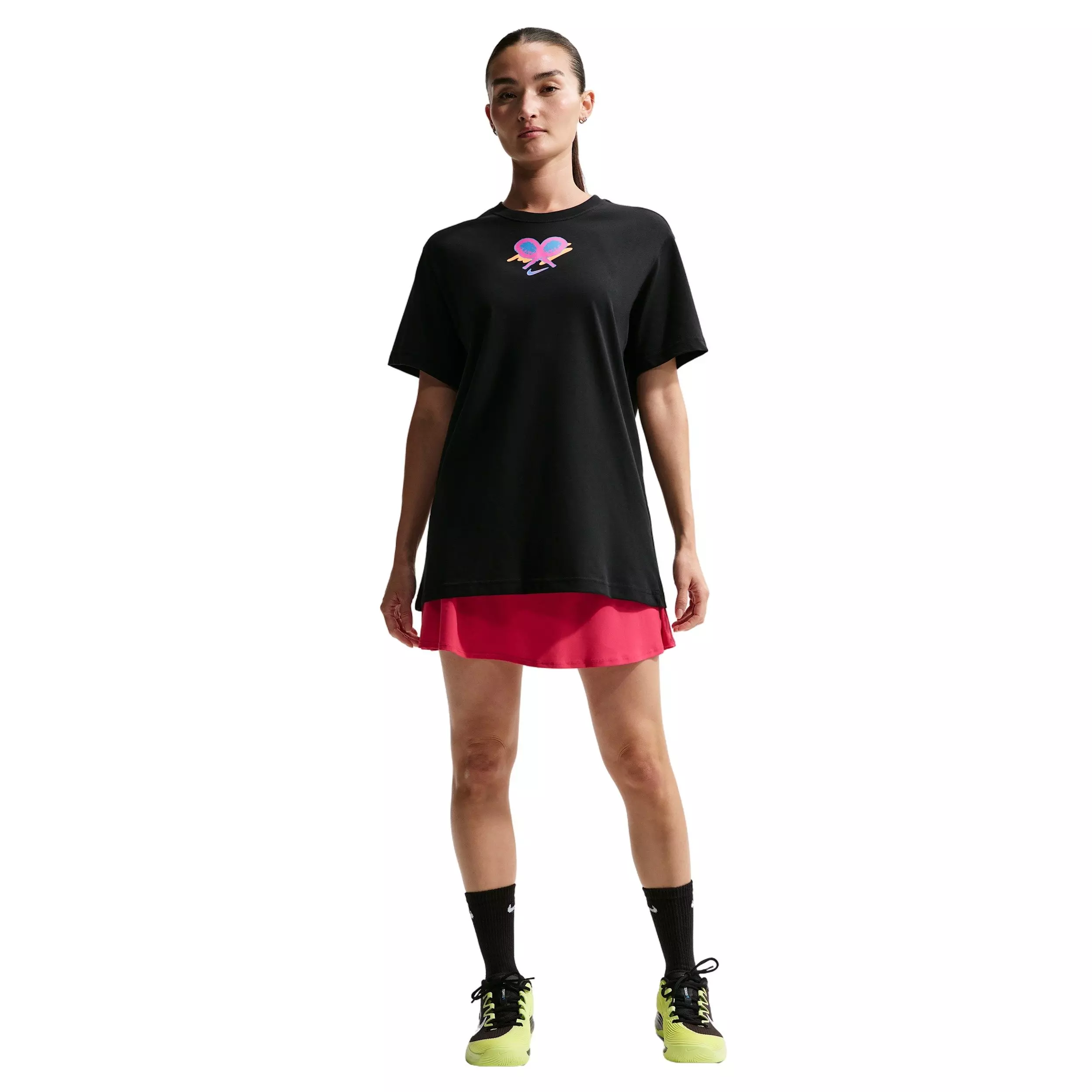 Nike Women's Slam Dri-FIT Tennis T-Shirt -Black - BLACK