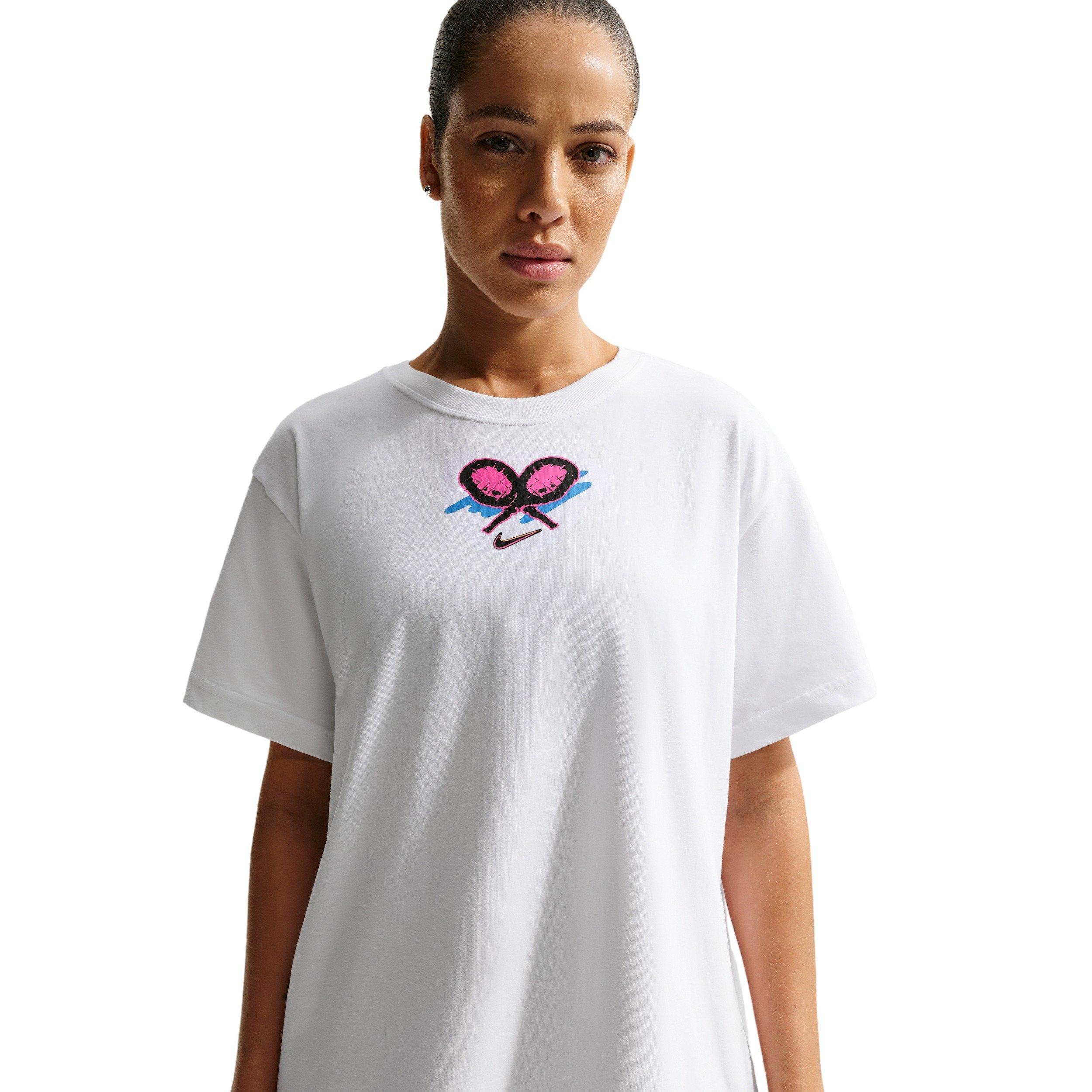 Nike Women's Slam Dri-FIT Tennis T-Shirt -White - WHITE Thumbnail View 1