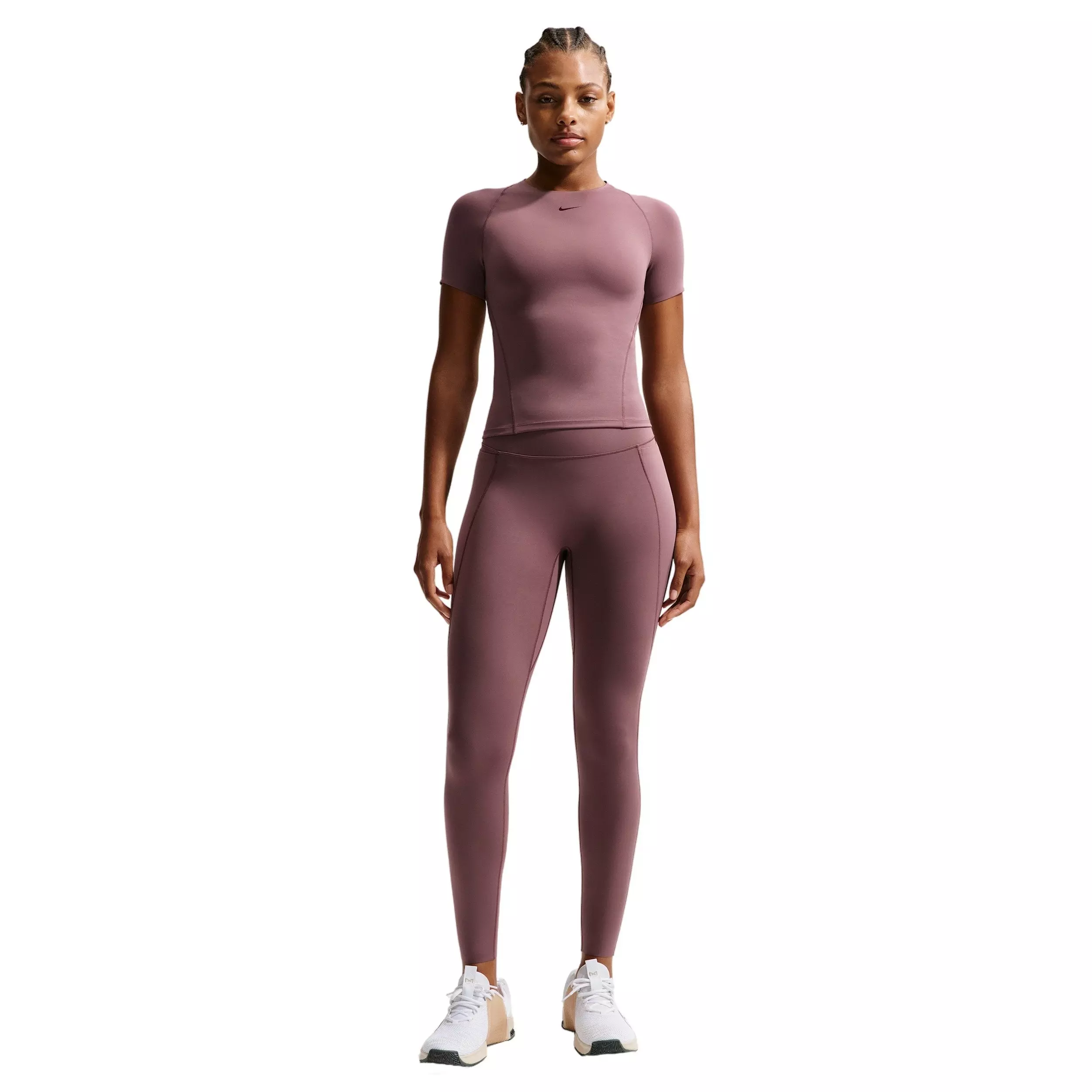 Nike Women's Universa High-Waisted Full-Length Leggings with No Front Seam - Tattoo Purple - TATTOO PURPLE