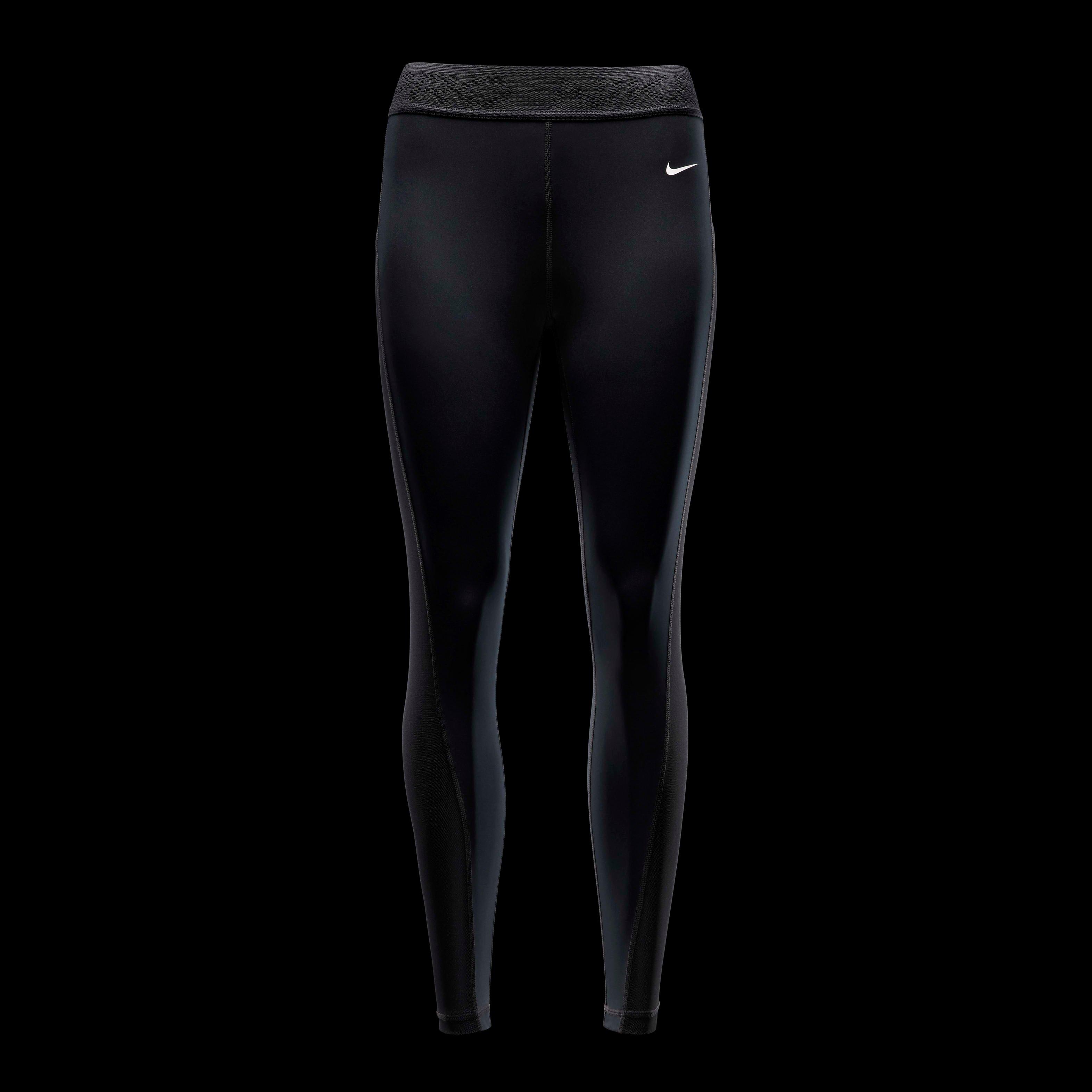 Nike Women's Pro Mid-Rise 7/8 Mesh-Paneled Leggings - BLACK Thumbnail View 6