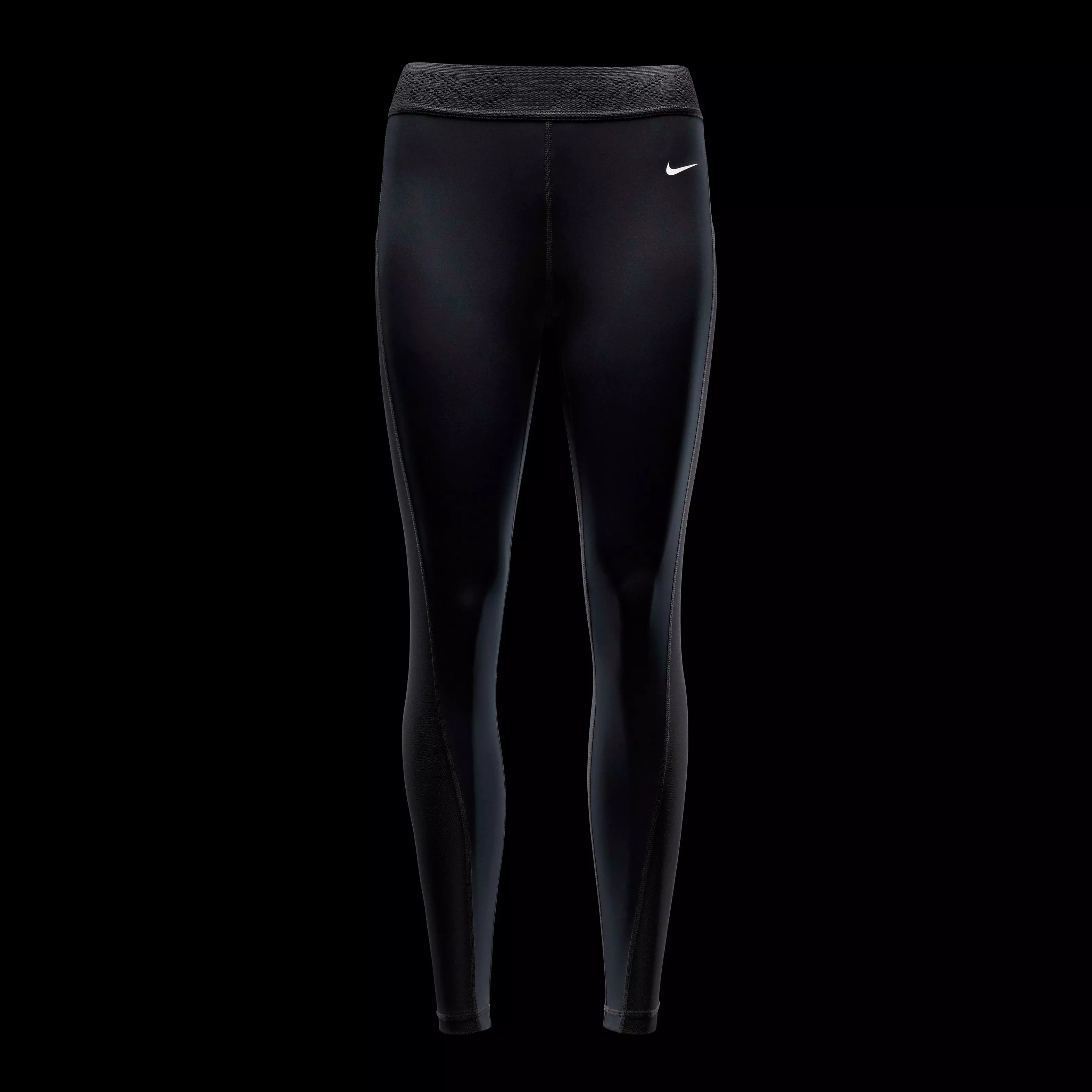 Nike Women's Pro Mid-Rise 7/8 Mesh-Paneled Leggings - BLACK