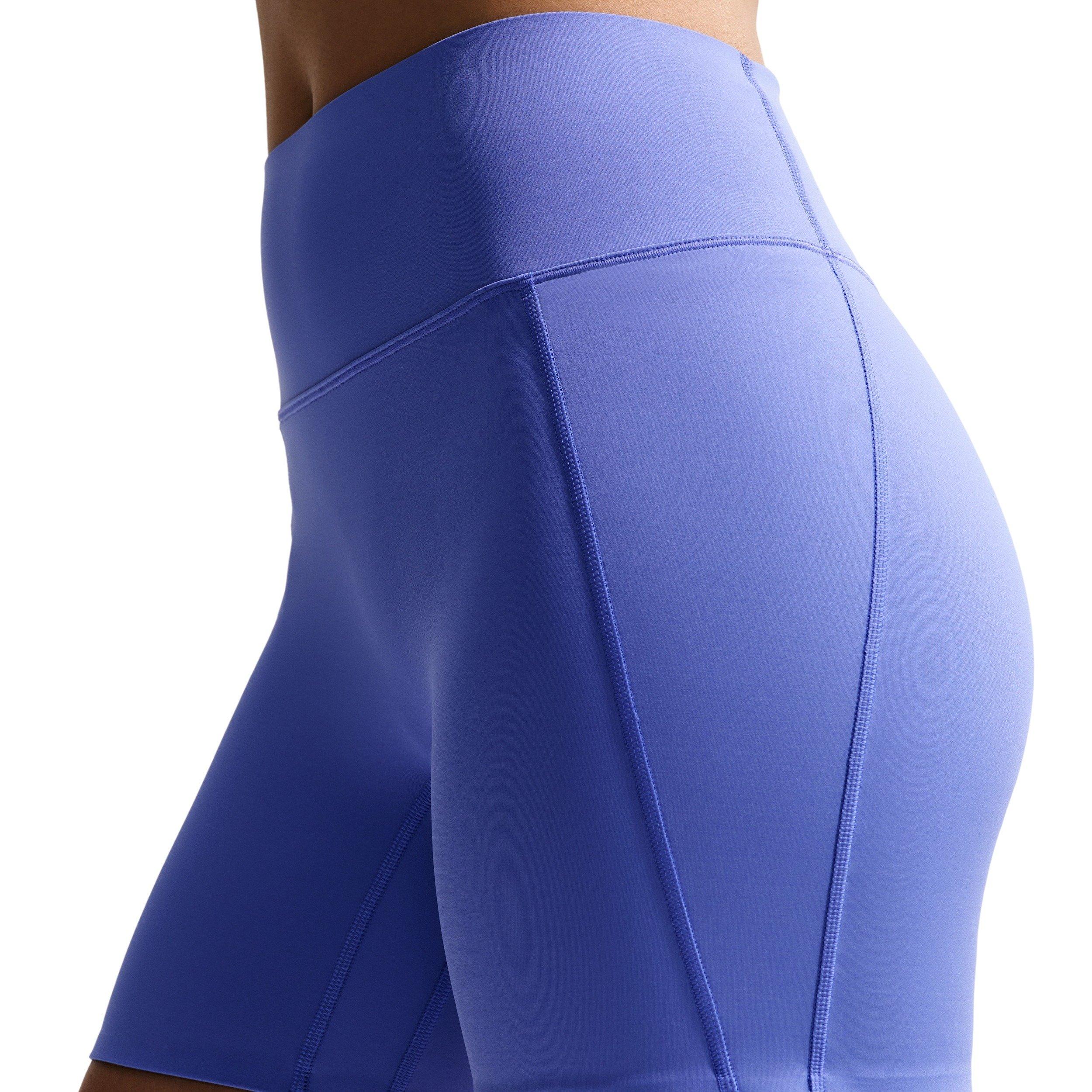 Nike Women's Universa High-Waisted 5" Biker Shorts with No Front Seam - Sapphire - SAPPHIRE Thumbnail View 4