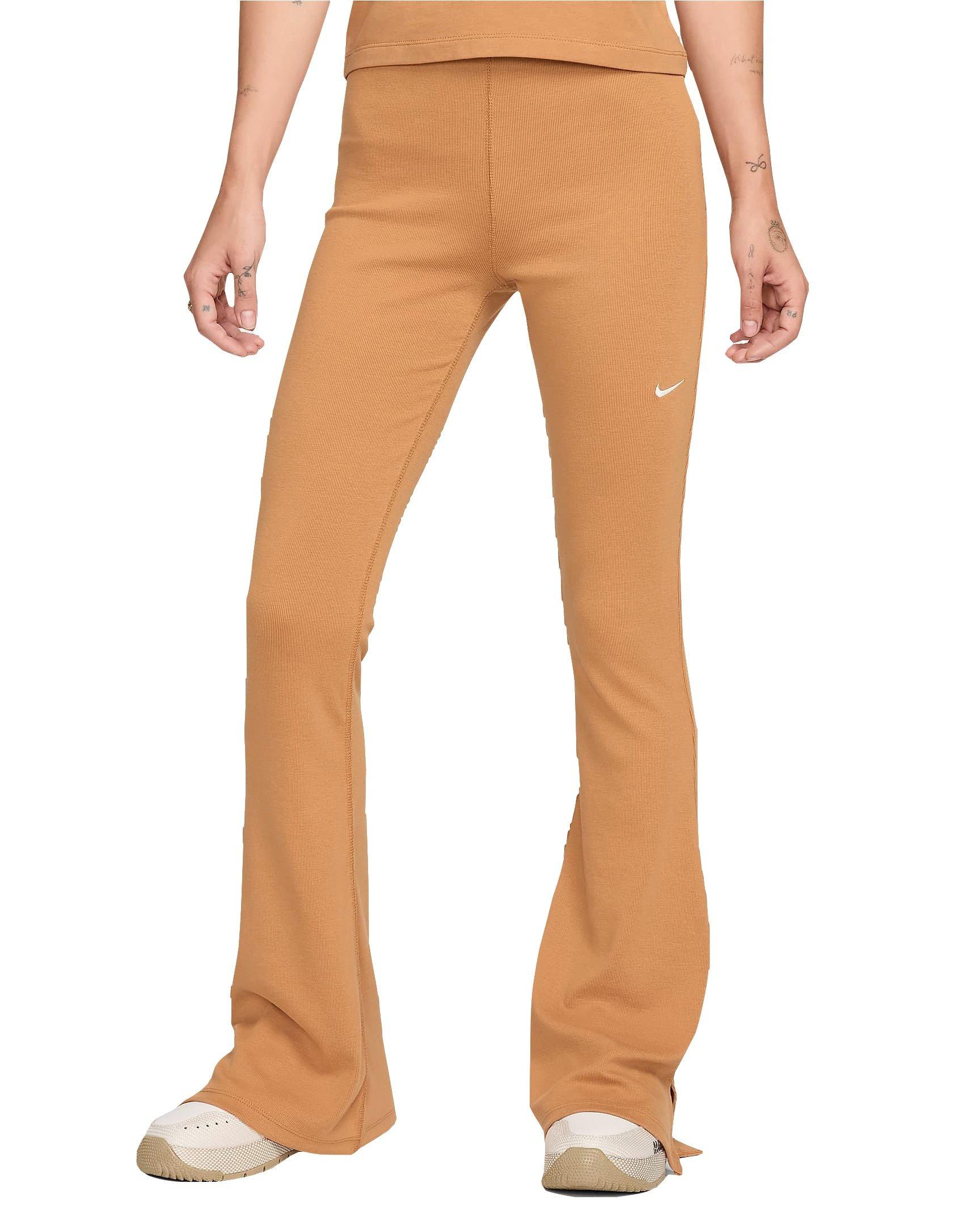 Nike Women's Sportswear Chill Knit Tight Mini-Rib Flared Leggings - BROWN Thumbnail View 1