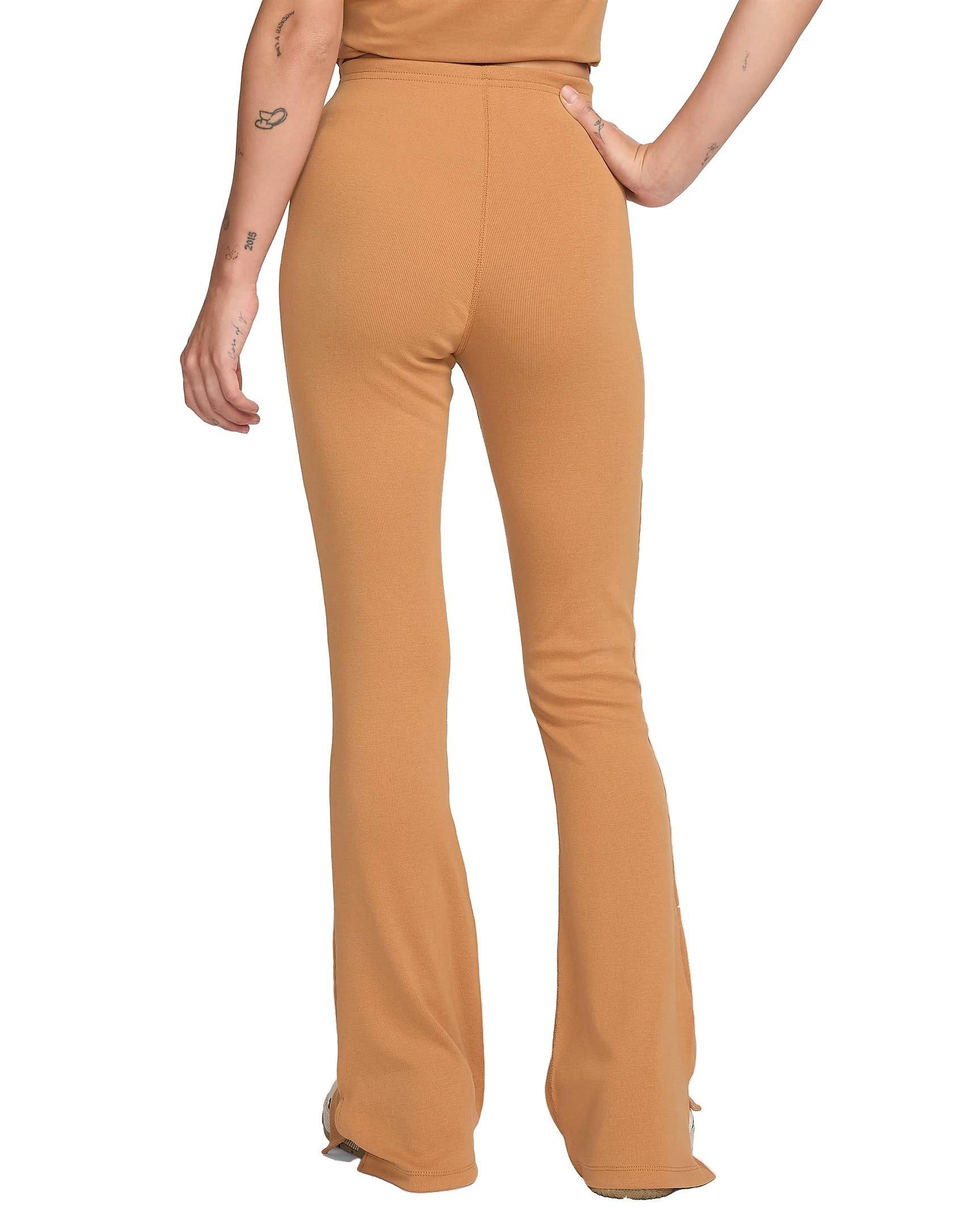 Nike Women's Sportswear Chill Knit Tight Mini-Rib Flared Leggings - BROWN Thumbnail View 2