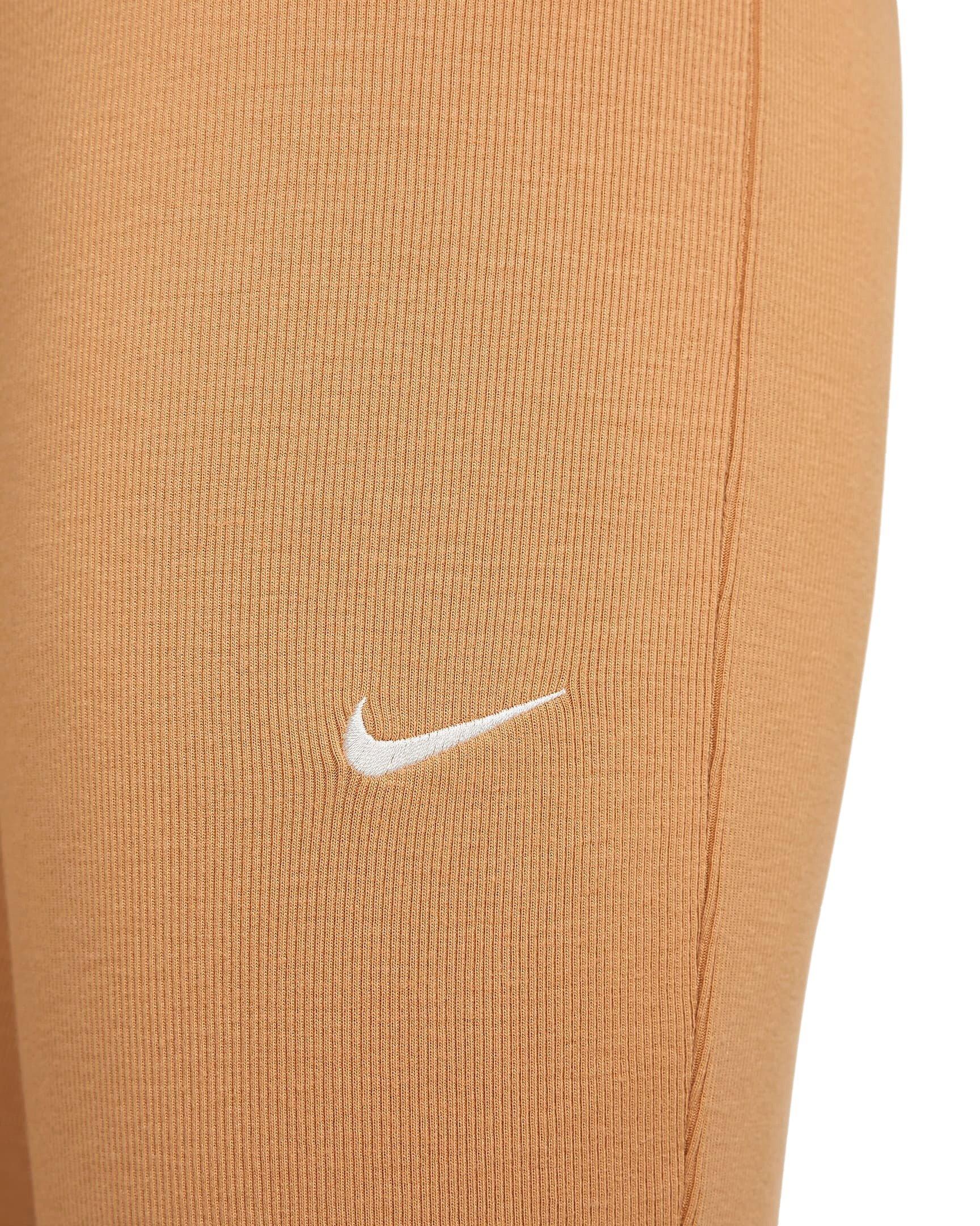 Nike Women's Sportswear Chill Knit Tight Mini-Rib Flared Leggings - BROWN Thumbnail View 3
