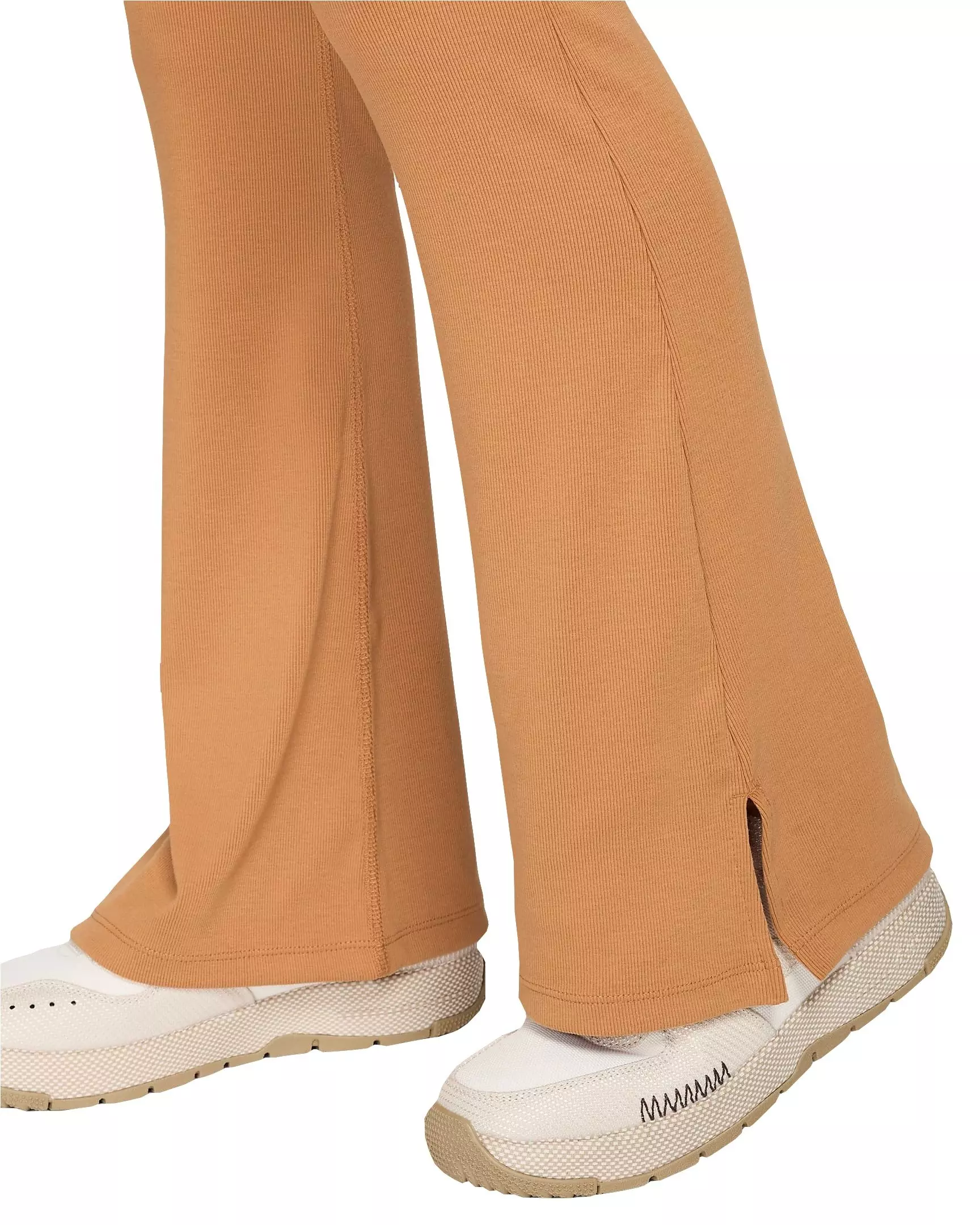 Nike Women's Sportswear Chill Knit Tight Mini-Rib Flared Leggings - BROWN