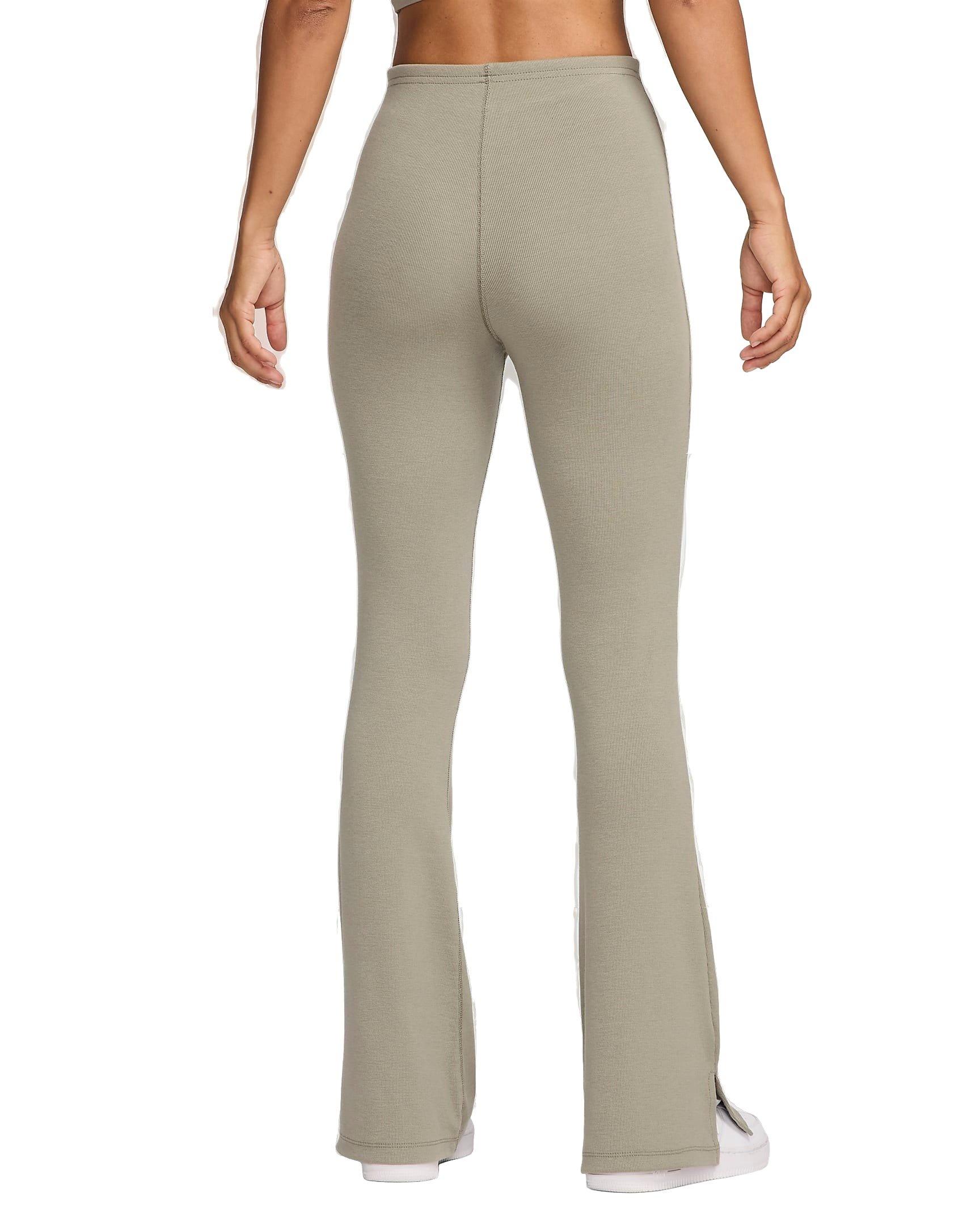 Nike Women's Sportswear Chill Knit Tight Mini-Rib Flared Leggings - GREEN Thumbnail View 2