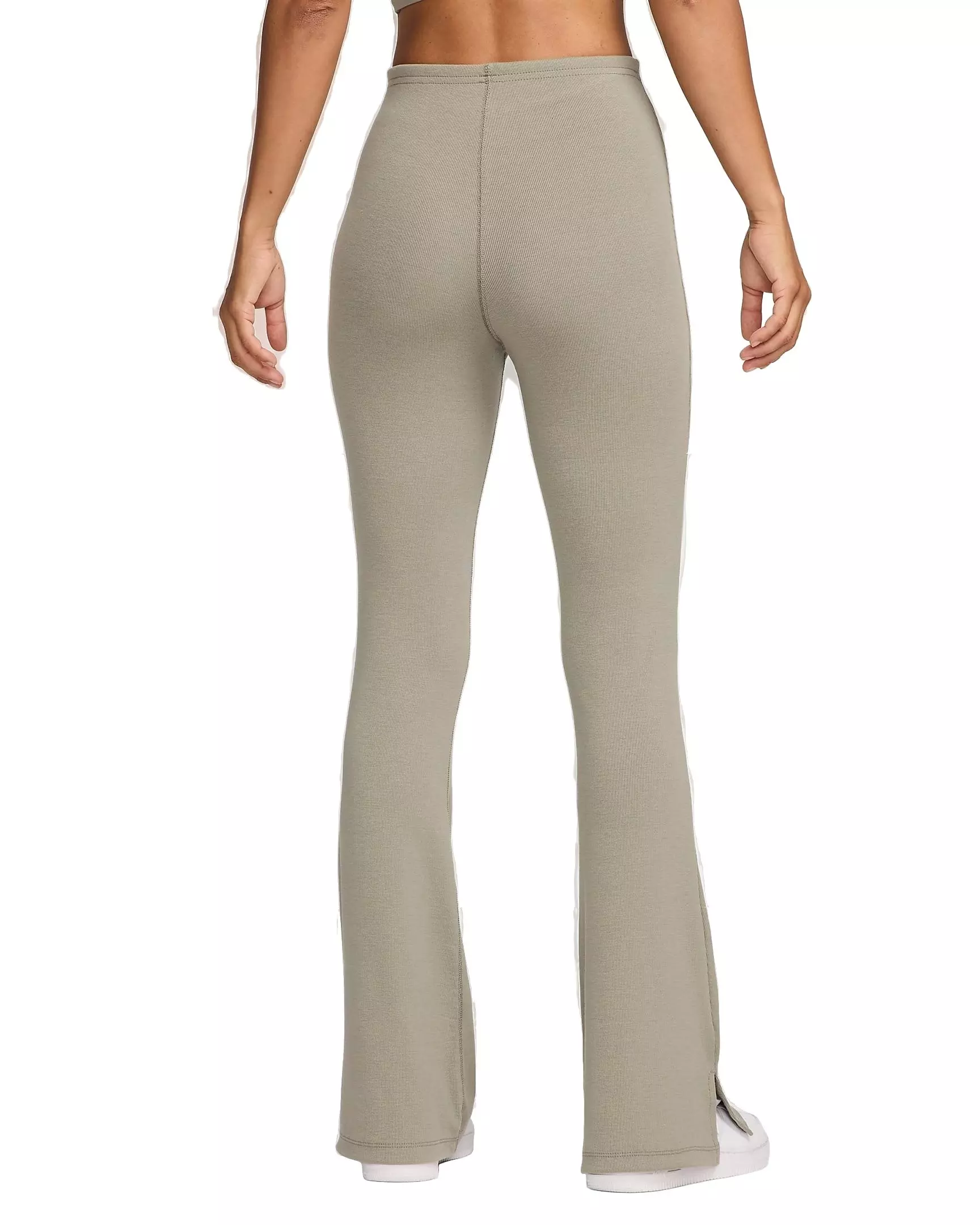 Nike Women's Sportswear Chill Knit Tight Mini-Rib Flared Leggings - GREEN