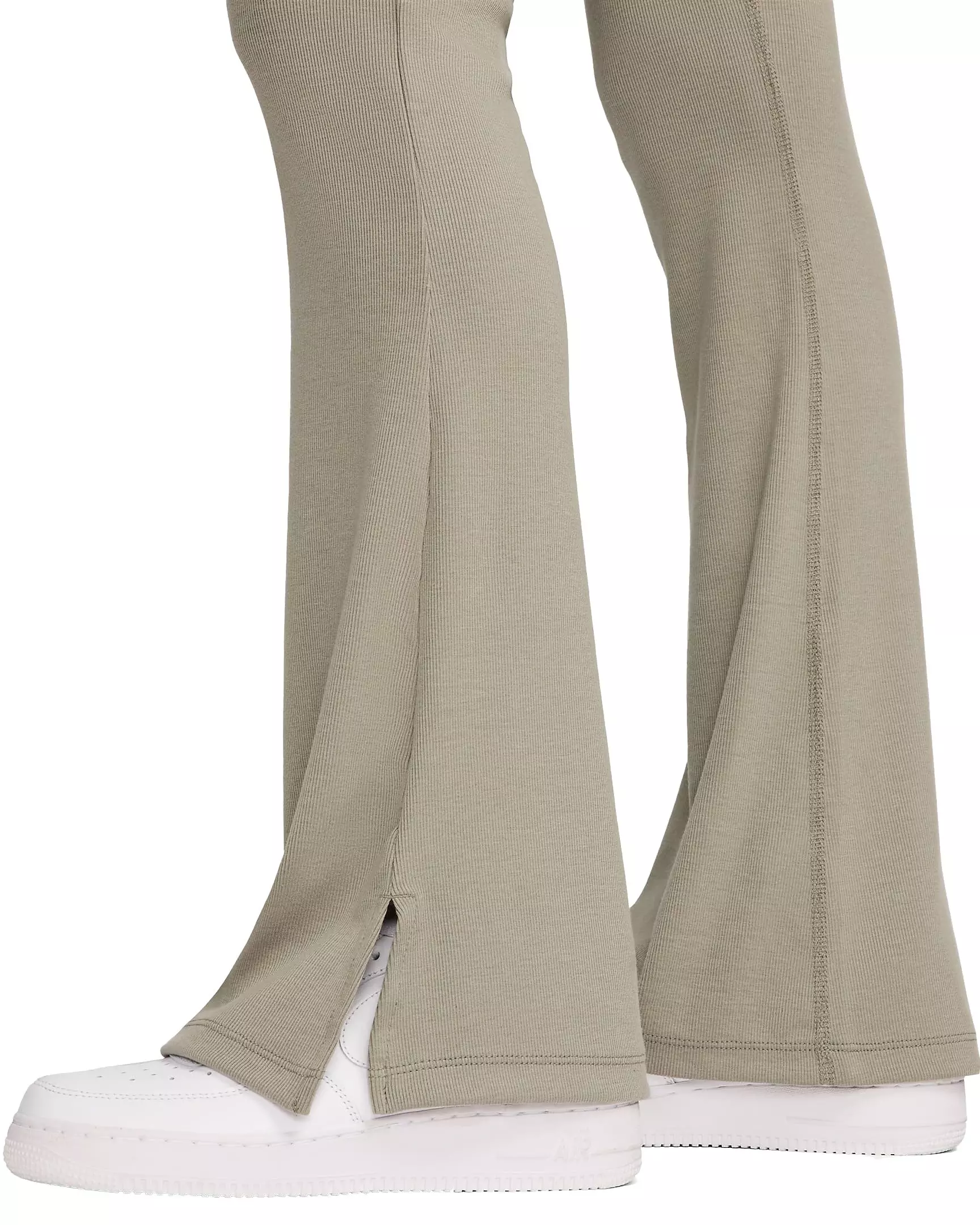 Nike Women's Sportswear Chill Knit Tight Mini-Rib Flared Leggings - GREEN