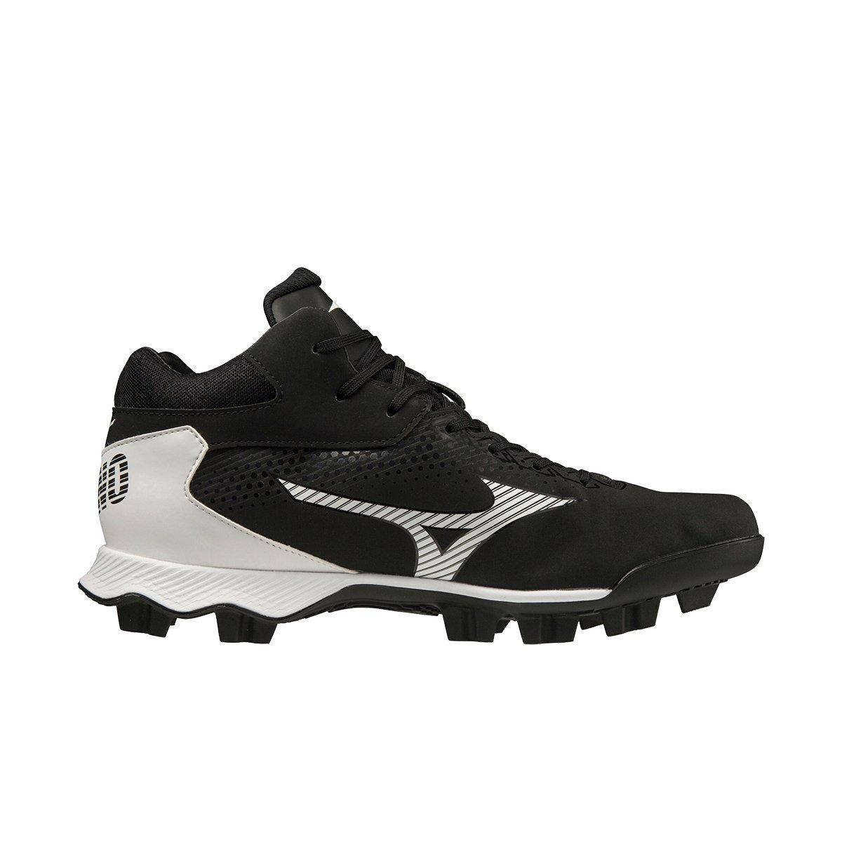 Mizuno Wave LightRevo TPU Mid "Black/White" Men's Baseball Cleat - BLACK/WHITE Thumbnail View 1