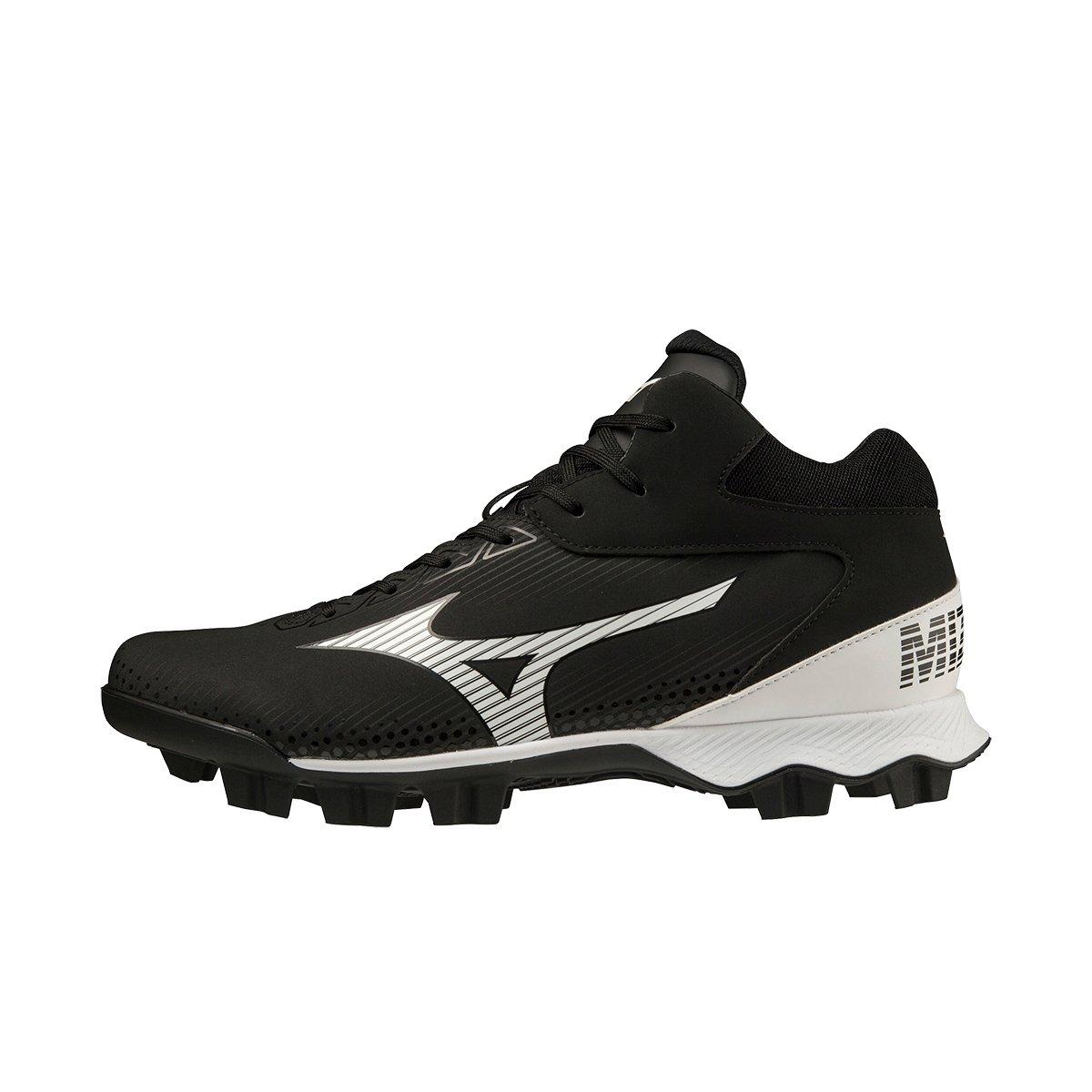 Mizuno Wave LightRevo TPU Mid "Black/White" Men's Baseball Cleat - BLACK/WHITE Thumbnail View 2