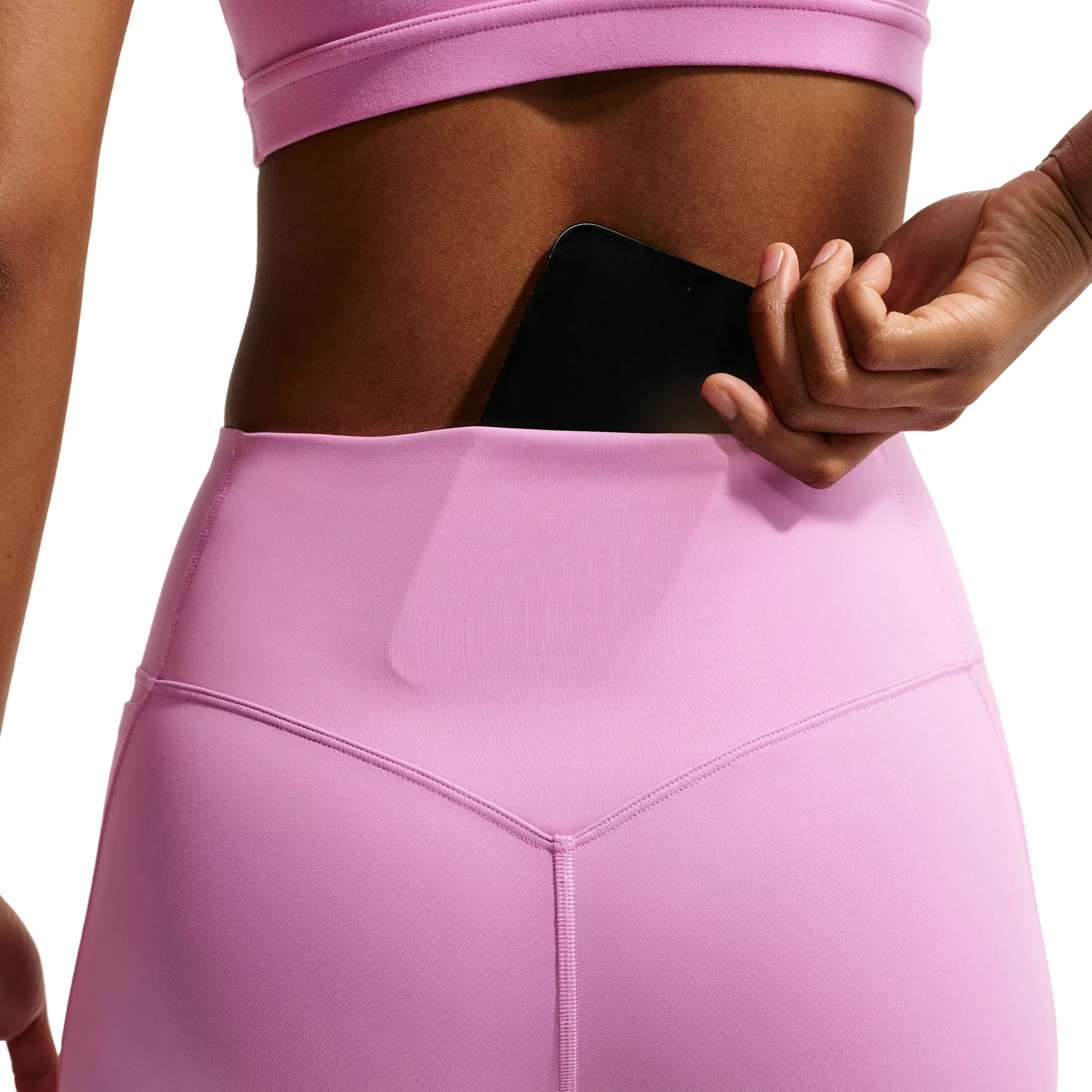 Nike Women's Universa High-Waisted 7/8 leggings with No Front Seam - Light Magenta - LT MAGENTA