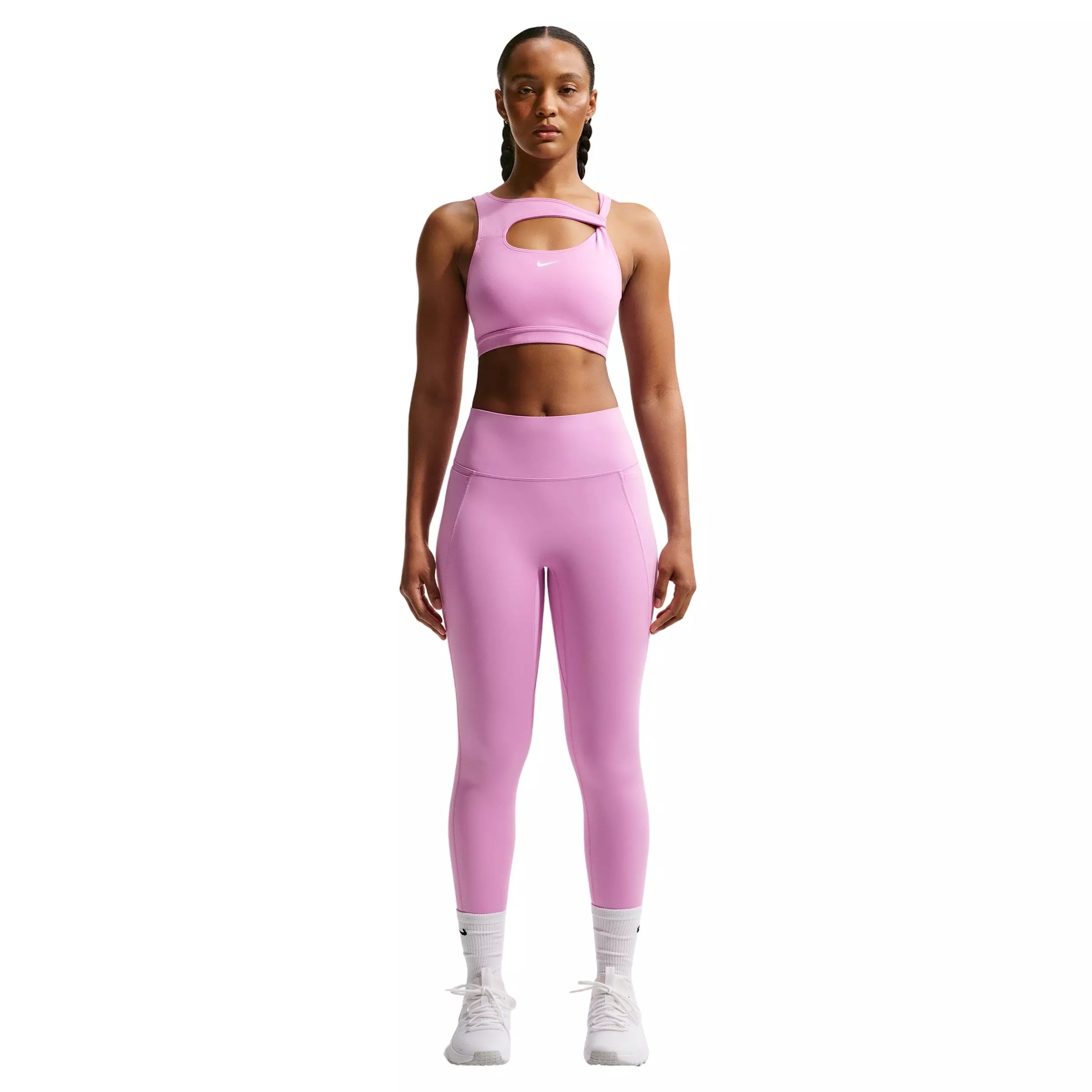 Nike Women's Universa High-Waisted 7/8 leggings with No Front Seam -Lt Magenta - LT MAGENTA