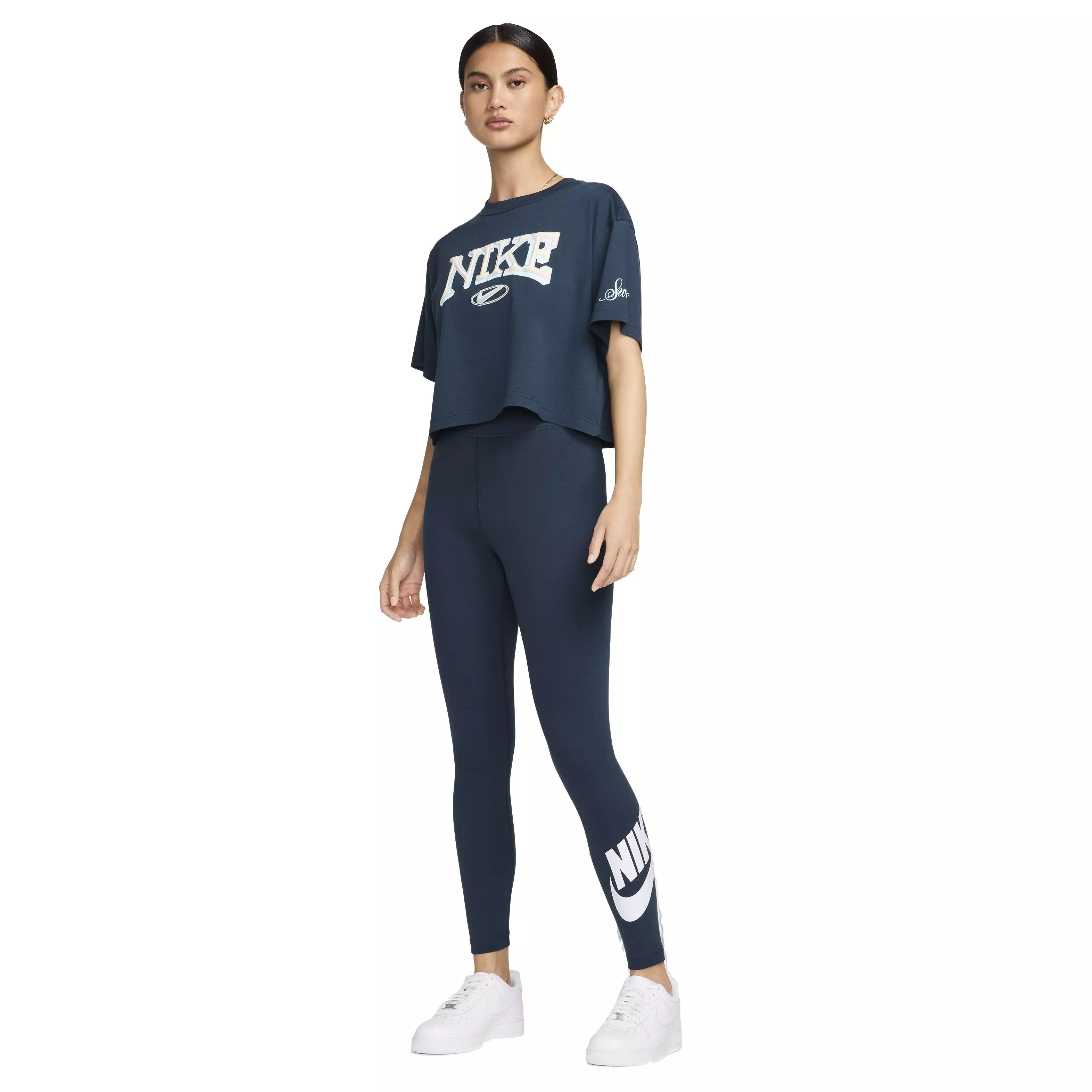 Nike Women's Sportswear Classics High-Waisted Graphic Leggings - DARK BLUE