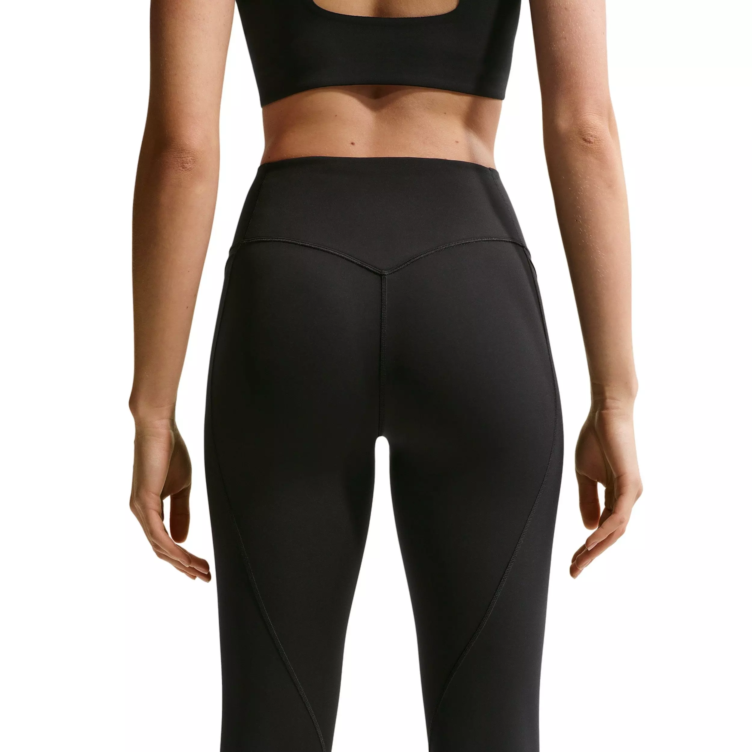Nike Women's Universa 7/8 High-Waisted Leggings with No Front Seam -Black - BLACK