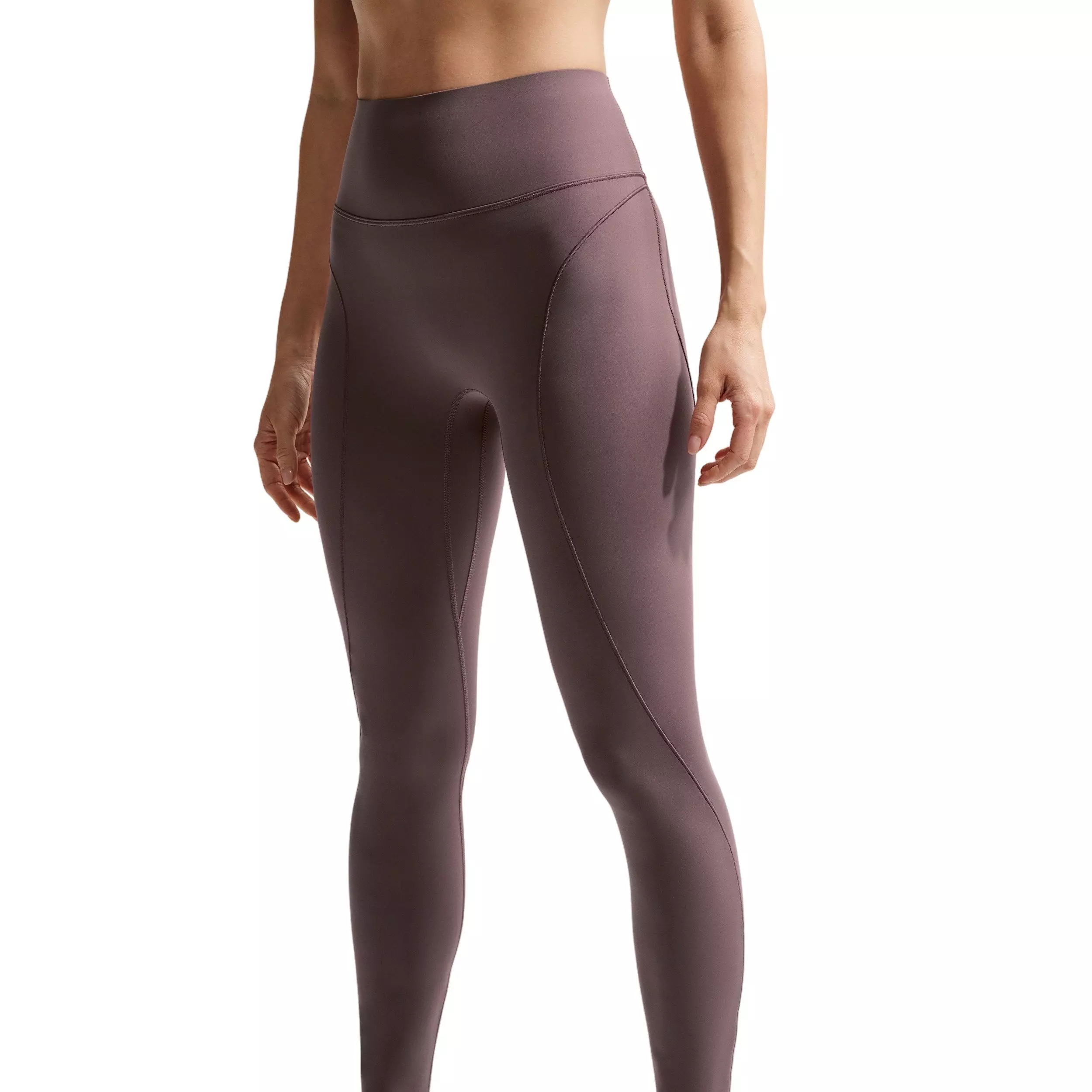 Nike Women's Universa 7/8 High-Waisted Leggings with No Front Seam - Tattoo Purple - TATTOO PURPLE