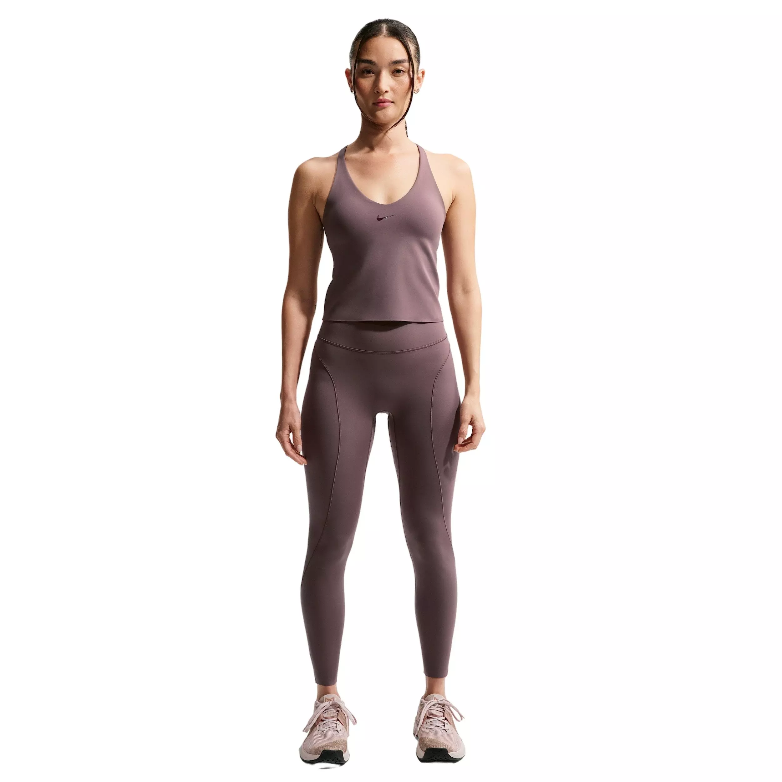 Nike Women's Universa 7/8 High-Waisted Leggings with No Front Seam - Tattoo Purple - TATTOO PURPLE