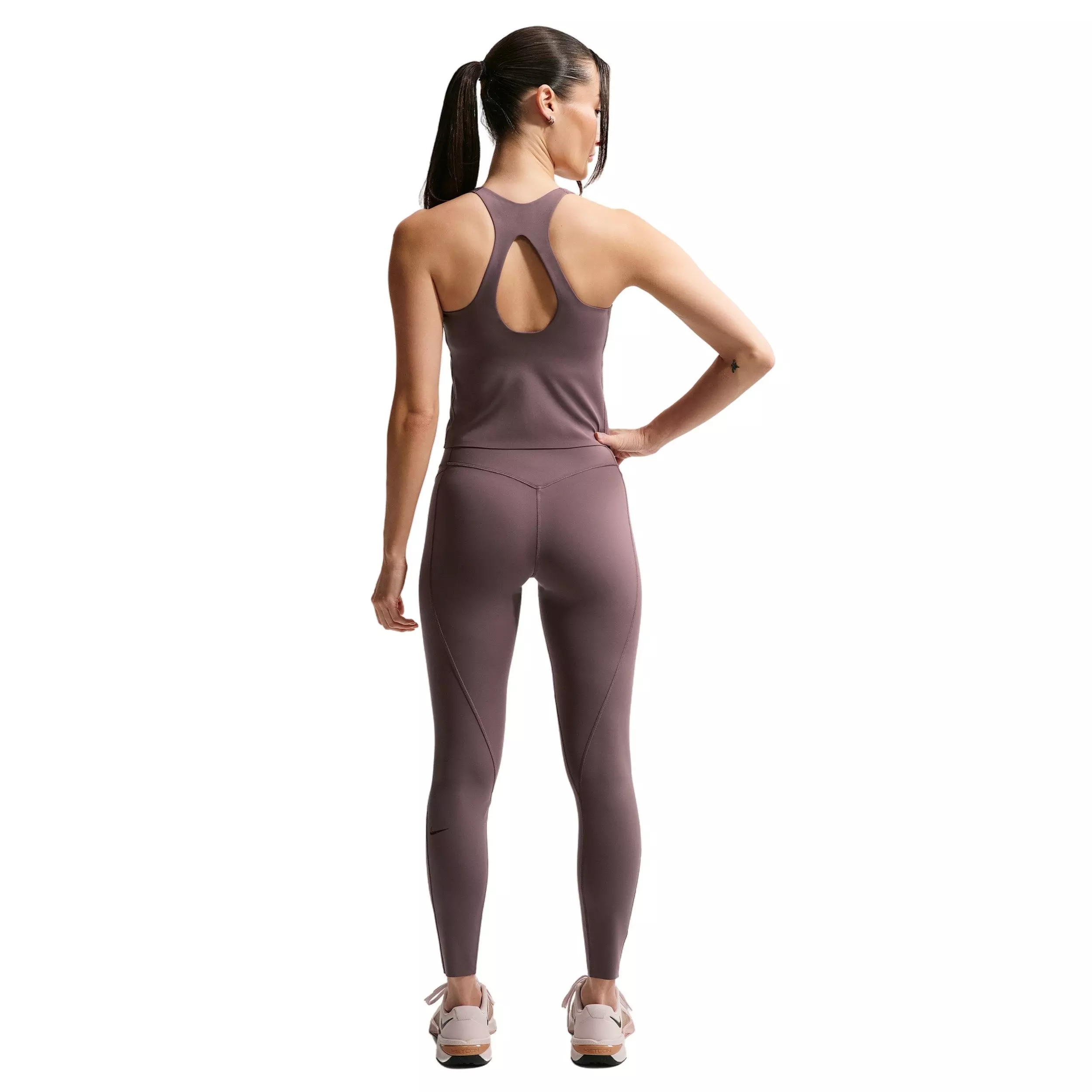 Nike Women's Universa 7/8 High-Waisted Leggings with No Front Seam -Tattoo Purple - TATTOO PURPLE