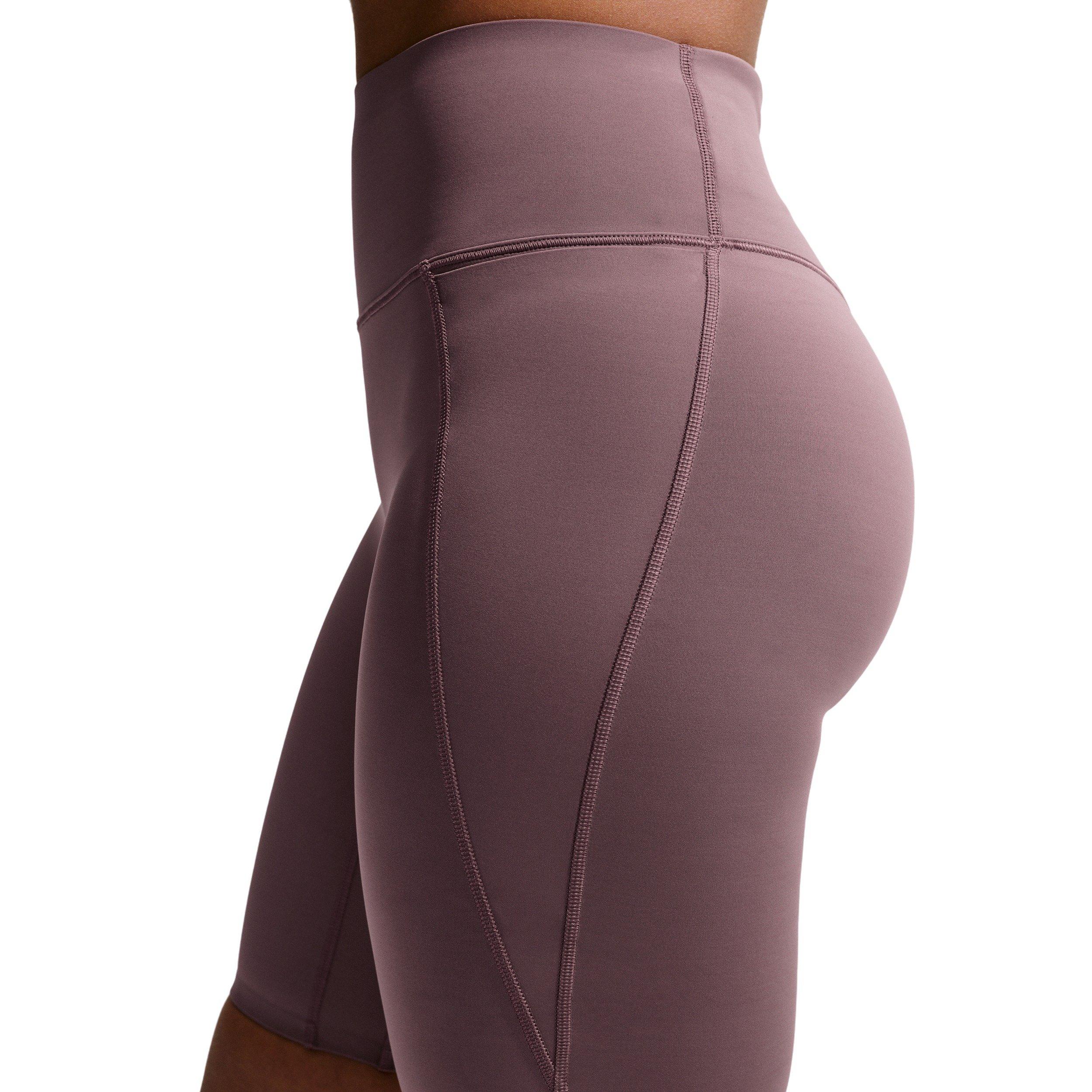 Nike Women's Universa High-Waisted 8" Biker Shorts with No Front Seam -Tattoo Purple - TATTOO PURPLE Thumbnail View 4