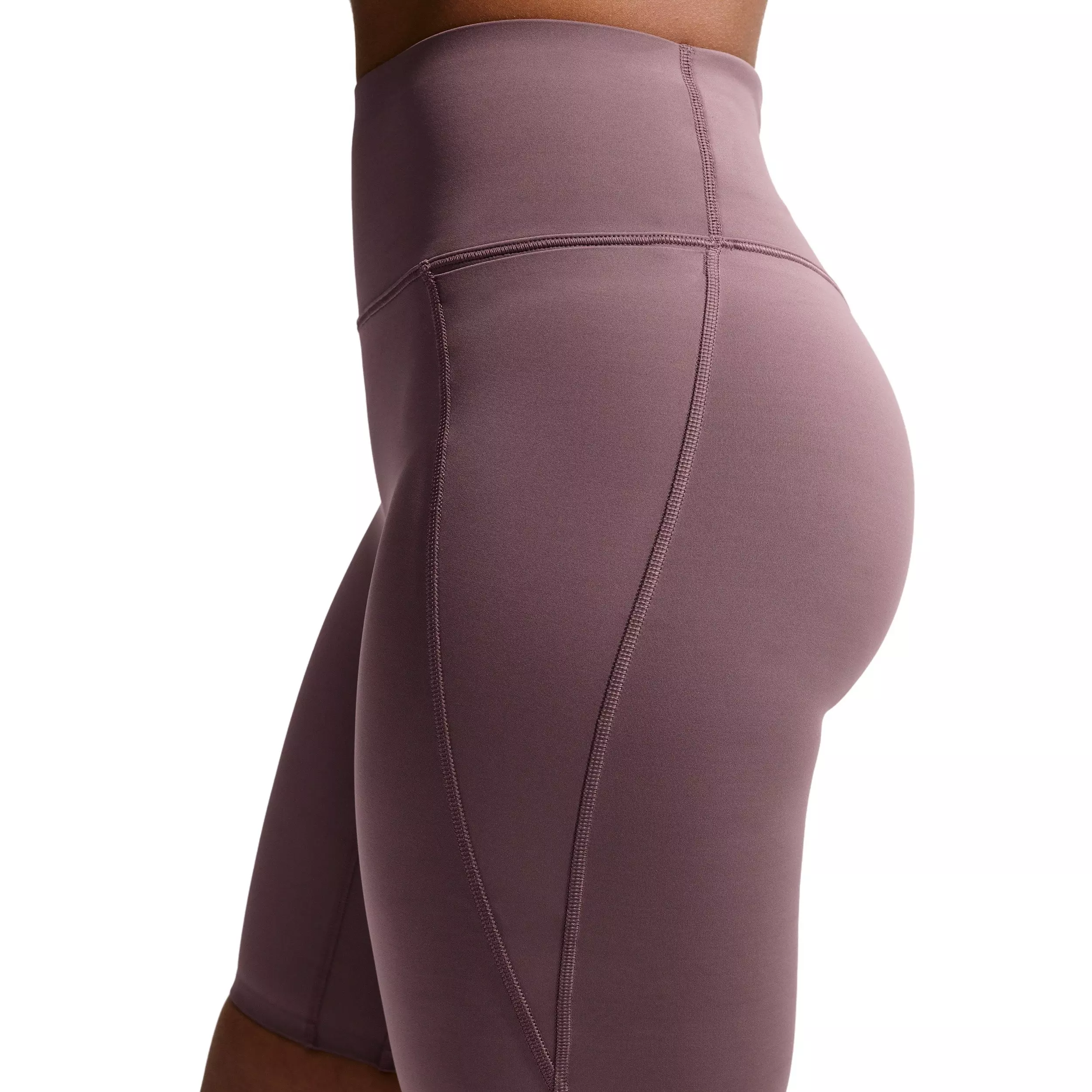 Nike Women's Universa High-Waisted 8" Biker Shorts with No Front Seam -Tattoo Purple - TATTOO PURPLE