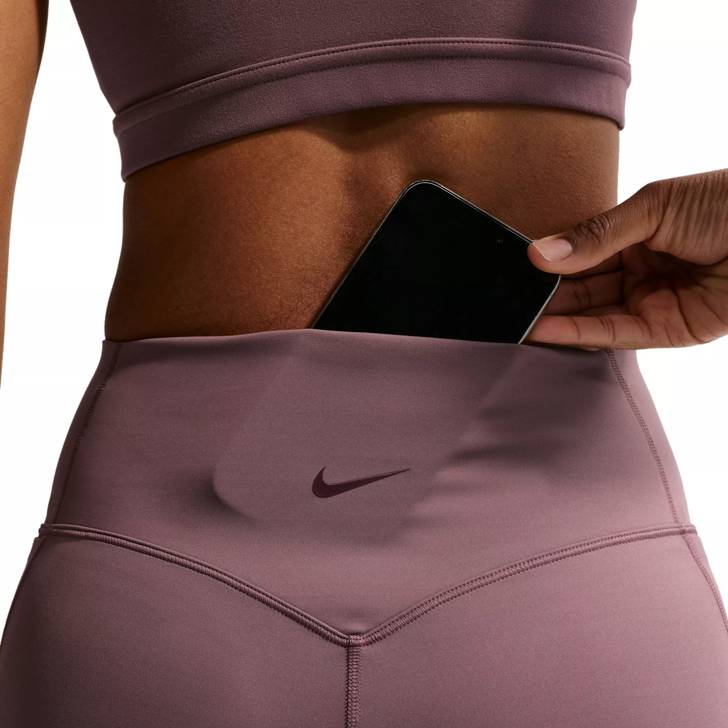 Nike Women's Universa High-Waisted 8" Biker Shorts with No Front Seam -Tattoo Purple - TATTOO PURPLE