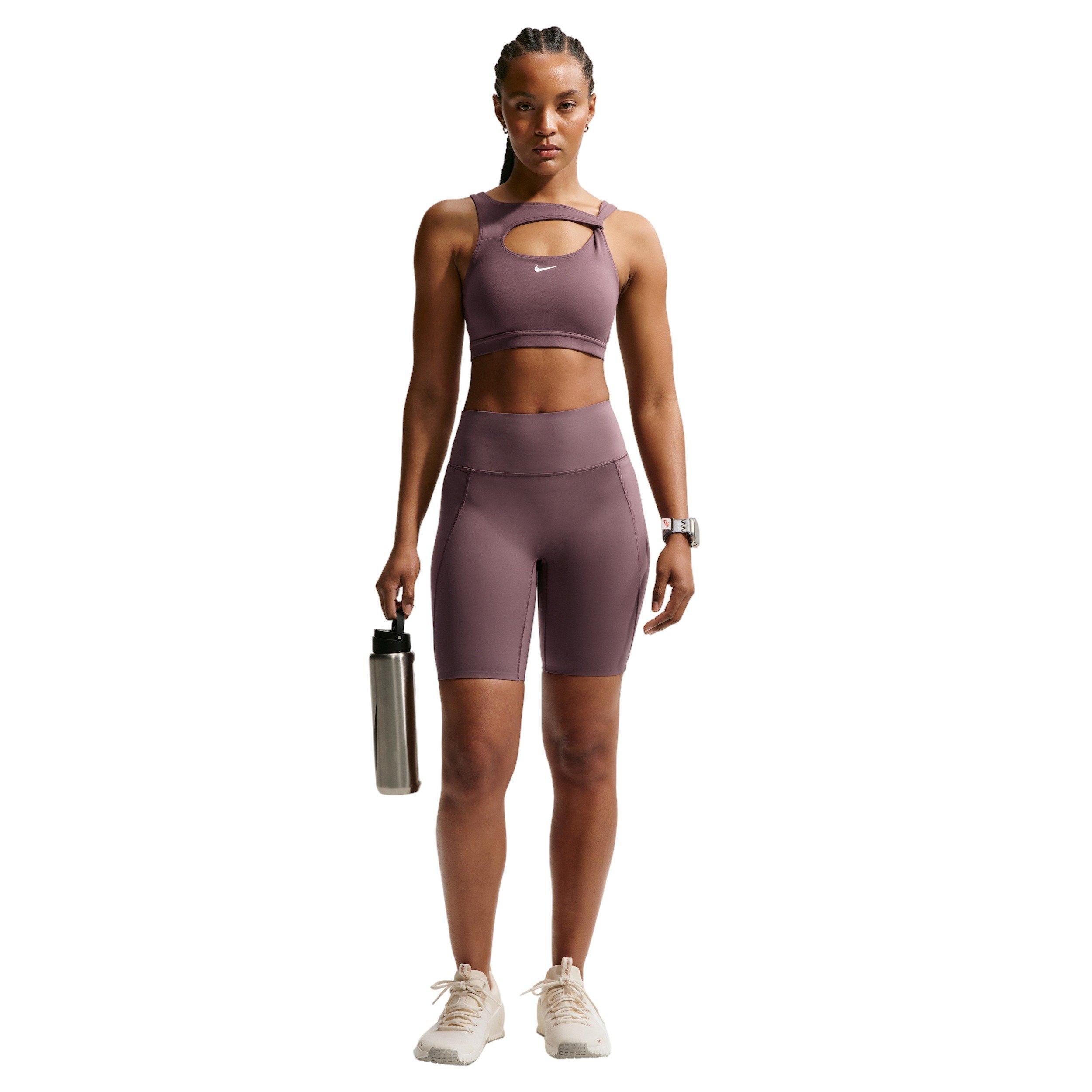 Nike Women's Universa High-Waisted 8" Biker Shorts with No Front Seam -Tattoo Purple - TATTOO PURPLE Thumbnail View 6