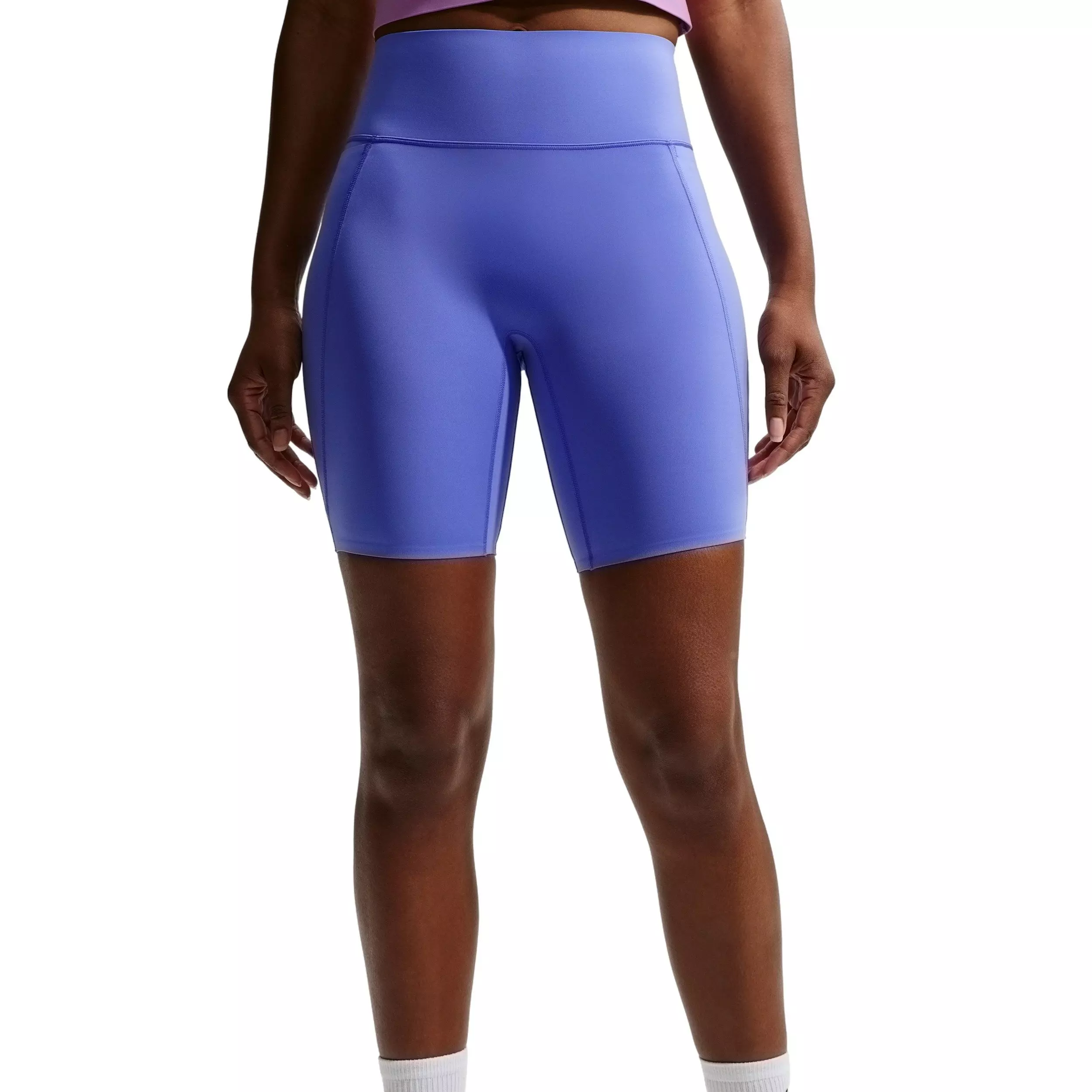 Nike Women's Universa High-Waisted 8" Biker Shorts with No Front Seam -Sapphire - SAPPHIRE