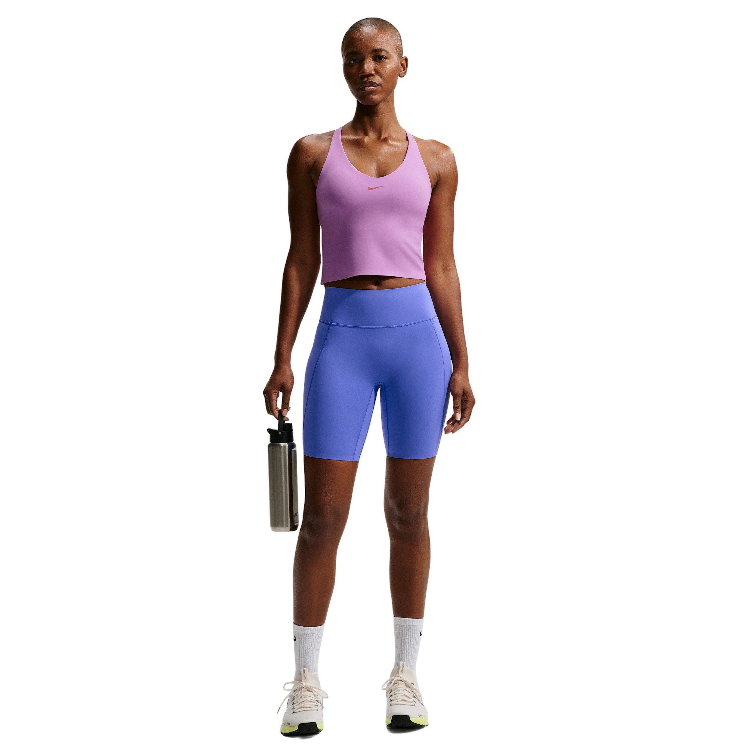 Nike Women's Universa High-Waisted 8" Biker Shorts with No Front Seam - Sapphire - SAPPHIRE Thumbnail View 6