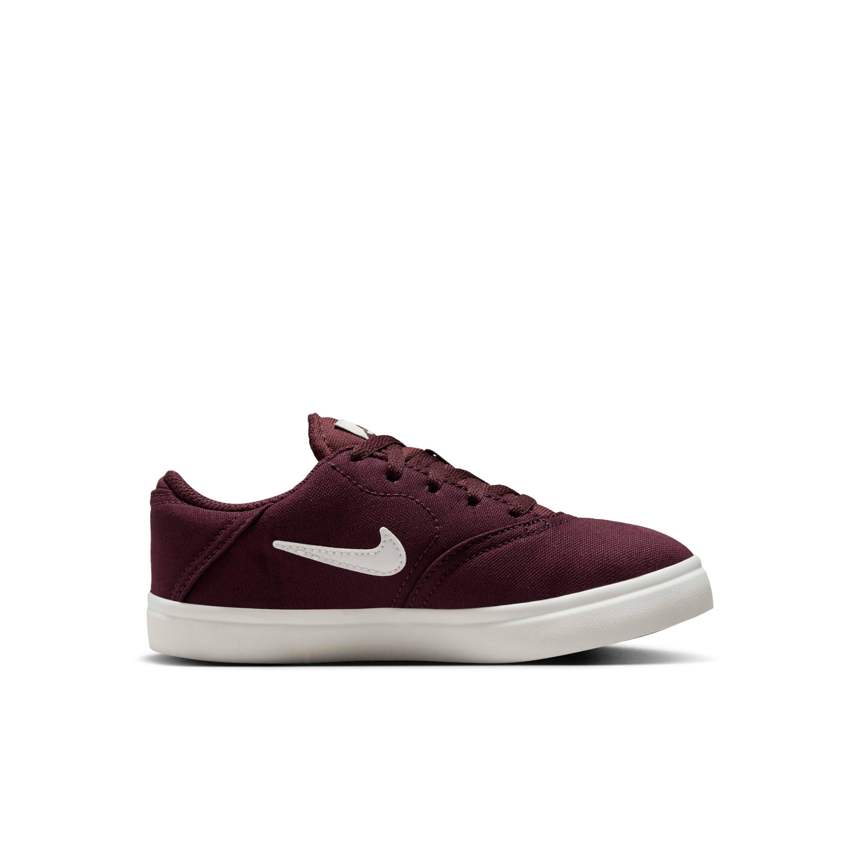 Nike SB Check Canvas Burgundy Crush Sail Preschool Boys Skateboarding Shoe Hibbett