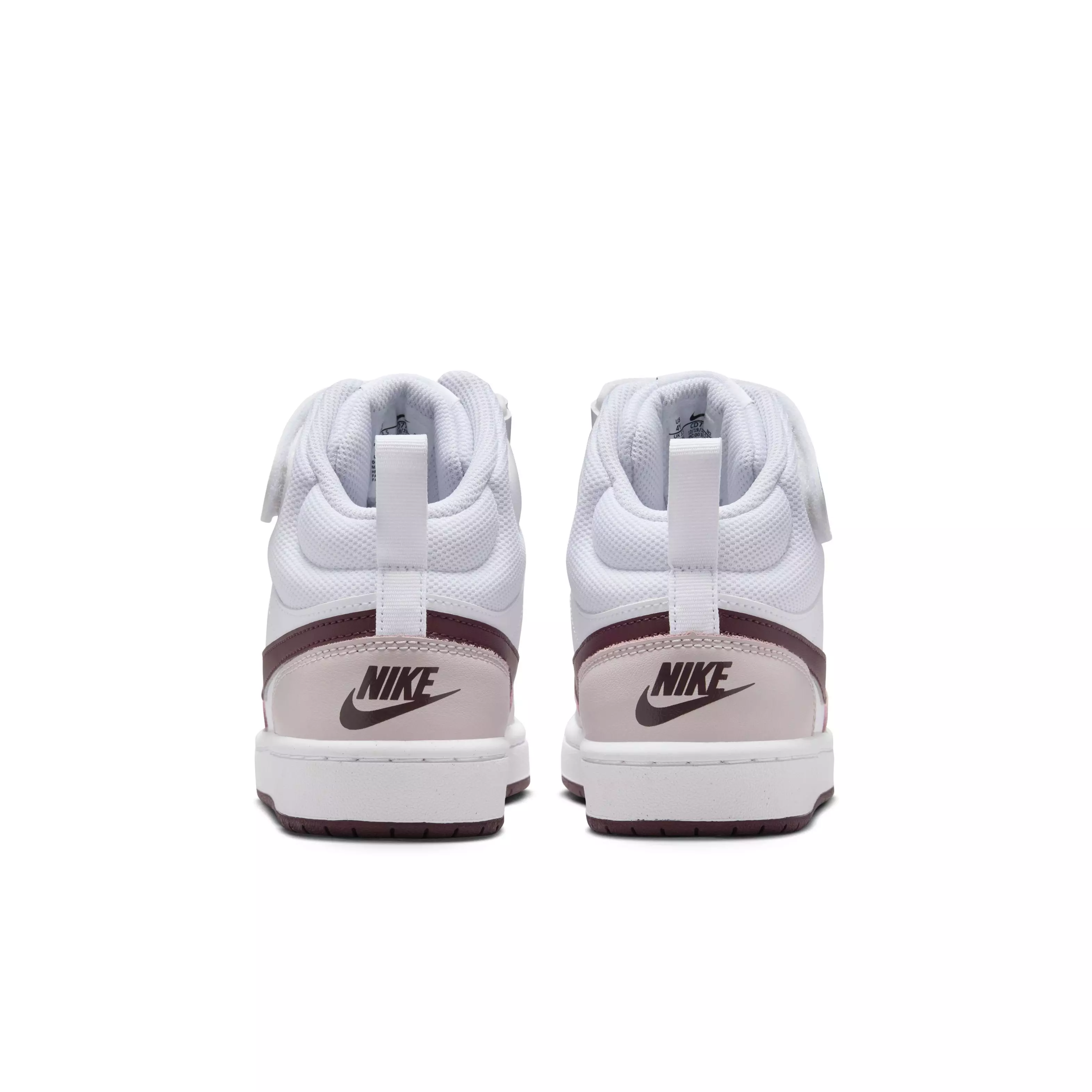 Nike Court Borough Mid 2 "White/Platinum Violet/Burgundy Crush" Grade School Girls' Shoe - WHITE/VIOLET/BURGUNDY