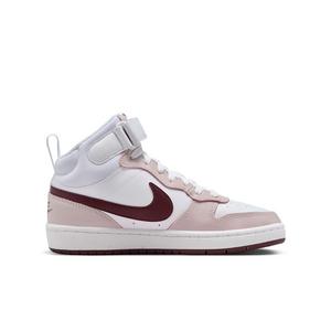 Nike Court Borough Mid 2 "White/Platinum Violet/Burgundy Crush" Grade School Girls' Shoe