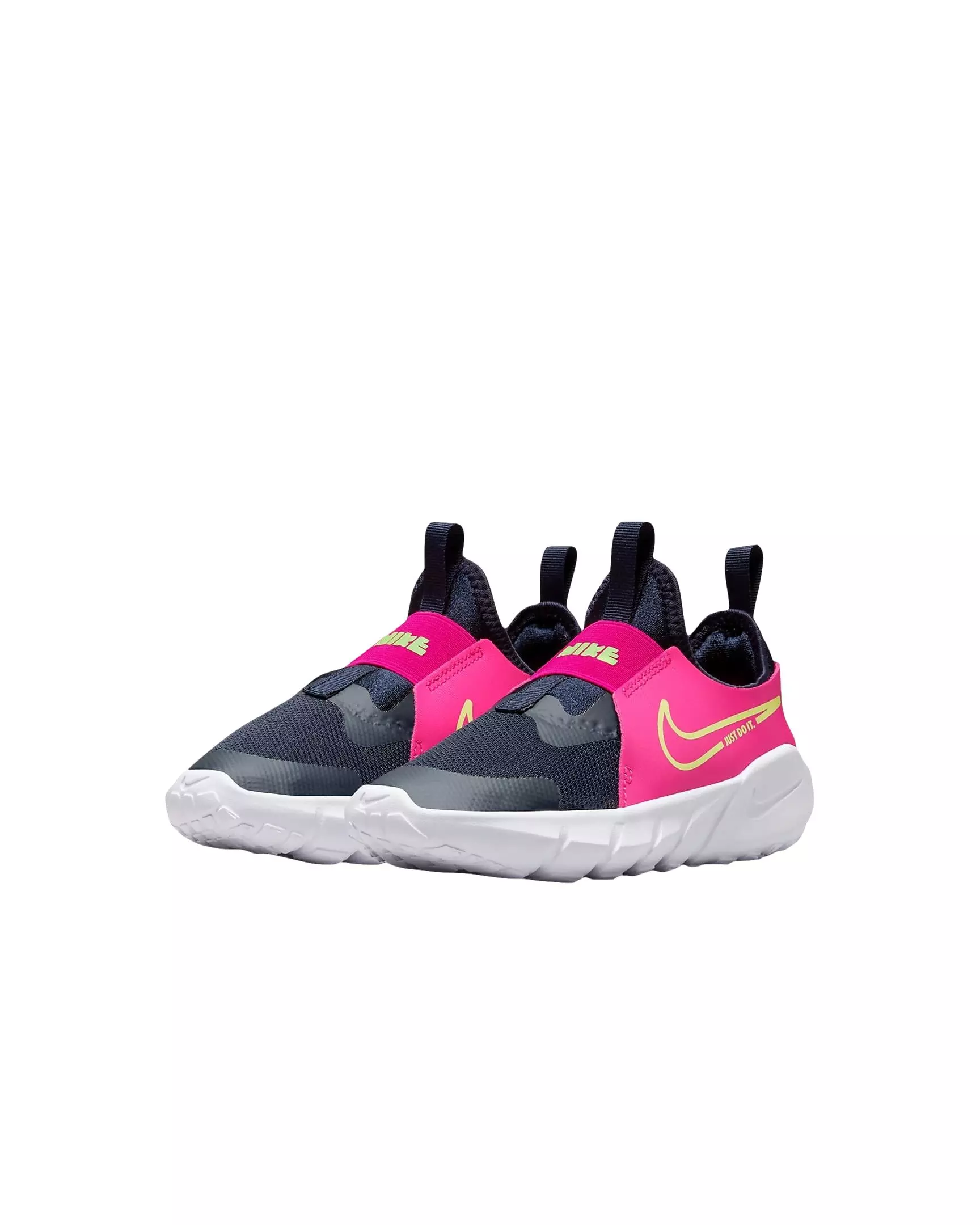 Nike Flex Runner 2 "Dark Obsidian/Fireberry/White/Lime Blast" Preschool Girls' Running Shoe - DK OBSIDIAN/FIREBERRY/WHITE/LIME