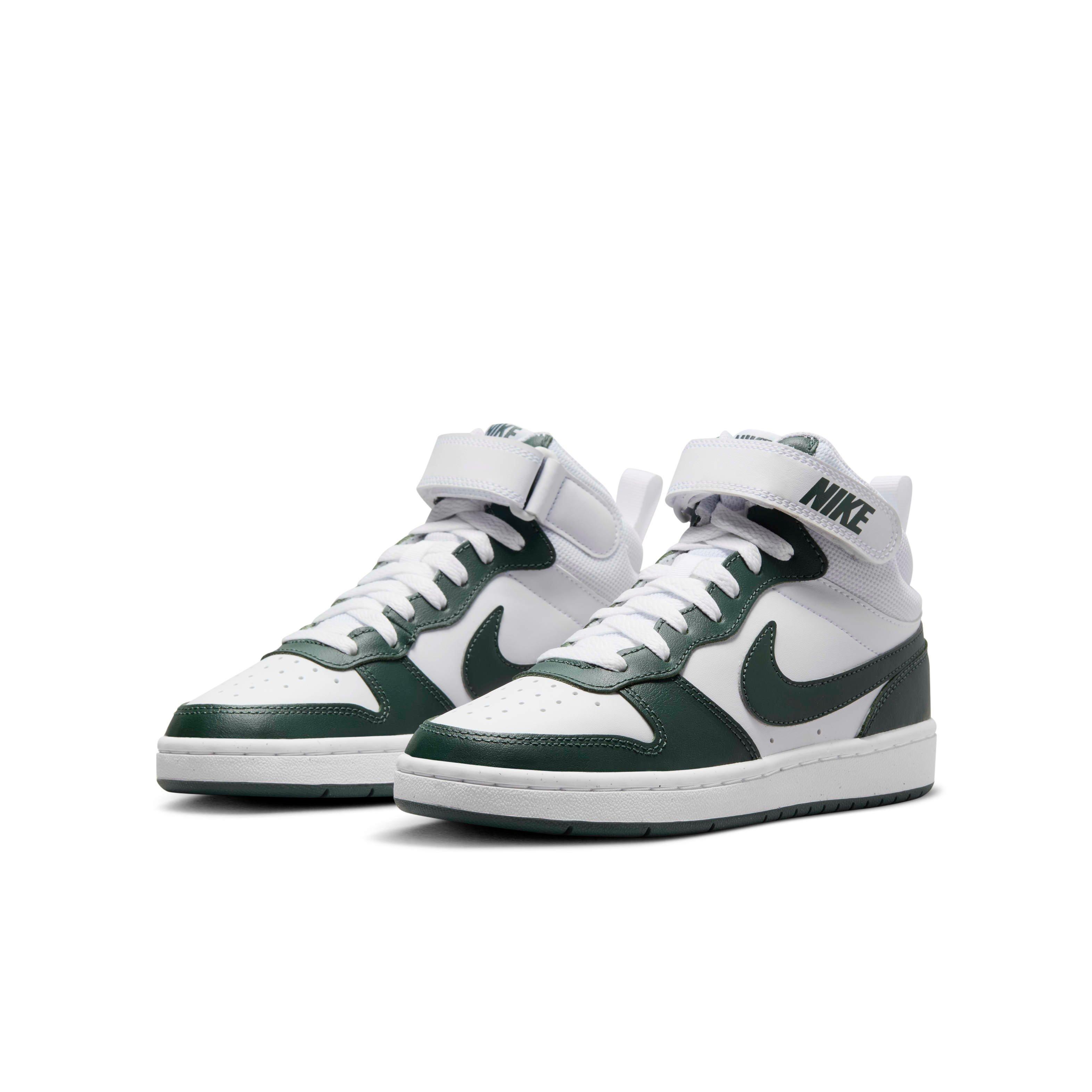 Nike Court Borough Mid 2 Grade School Boys' "White/Vintage Green" Shoe